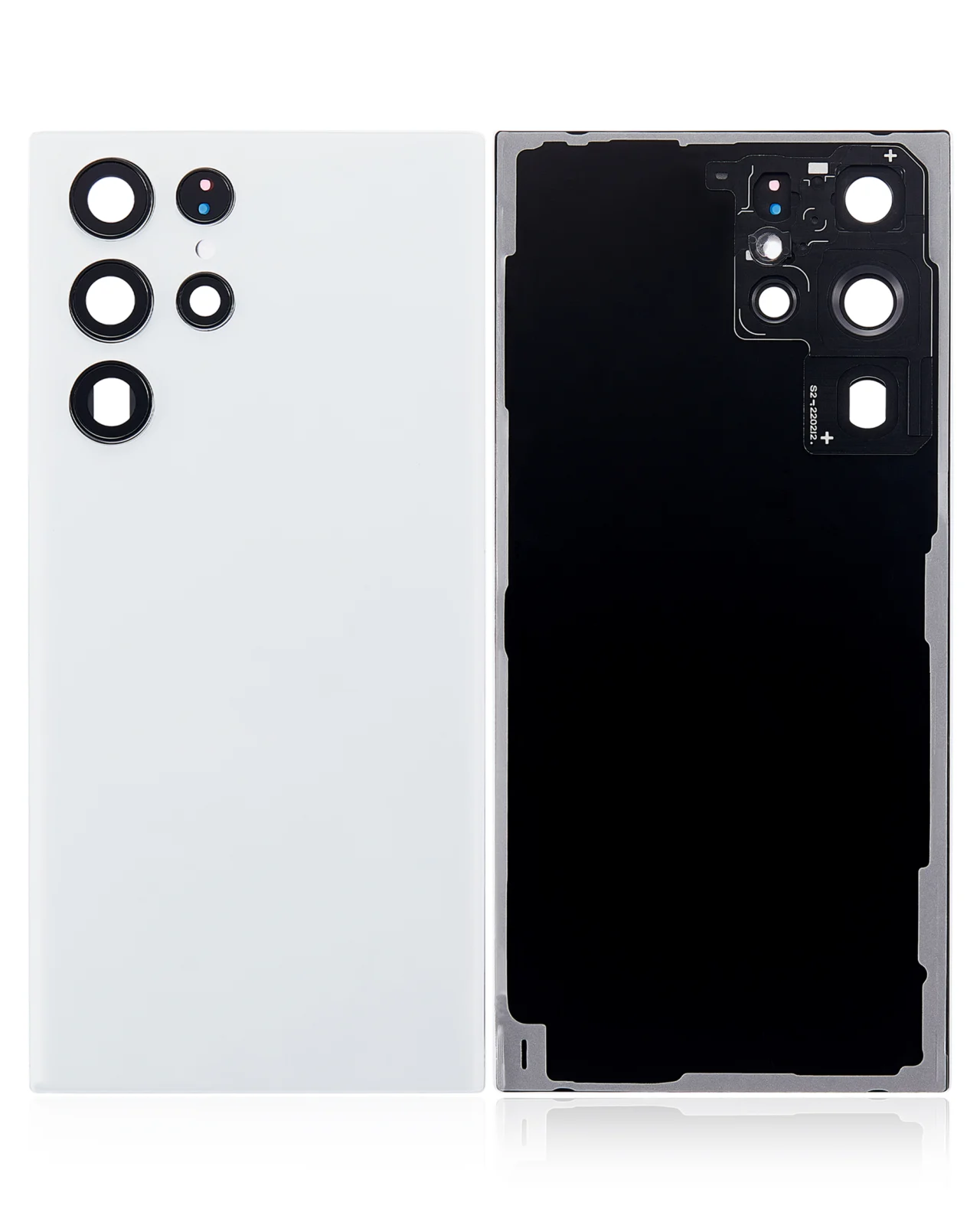 Back Cover Glass With Camera Lens For Samsung Galaxy S22 Ultra 5G (No Logo) (Aftermarket Plus) (White)