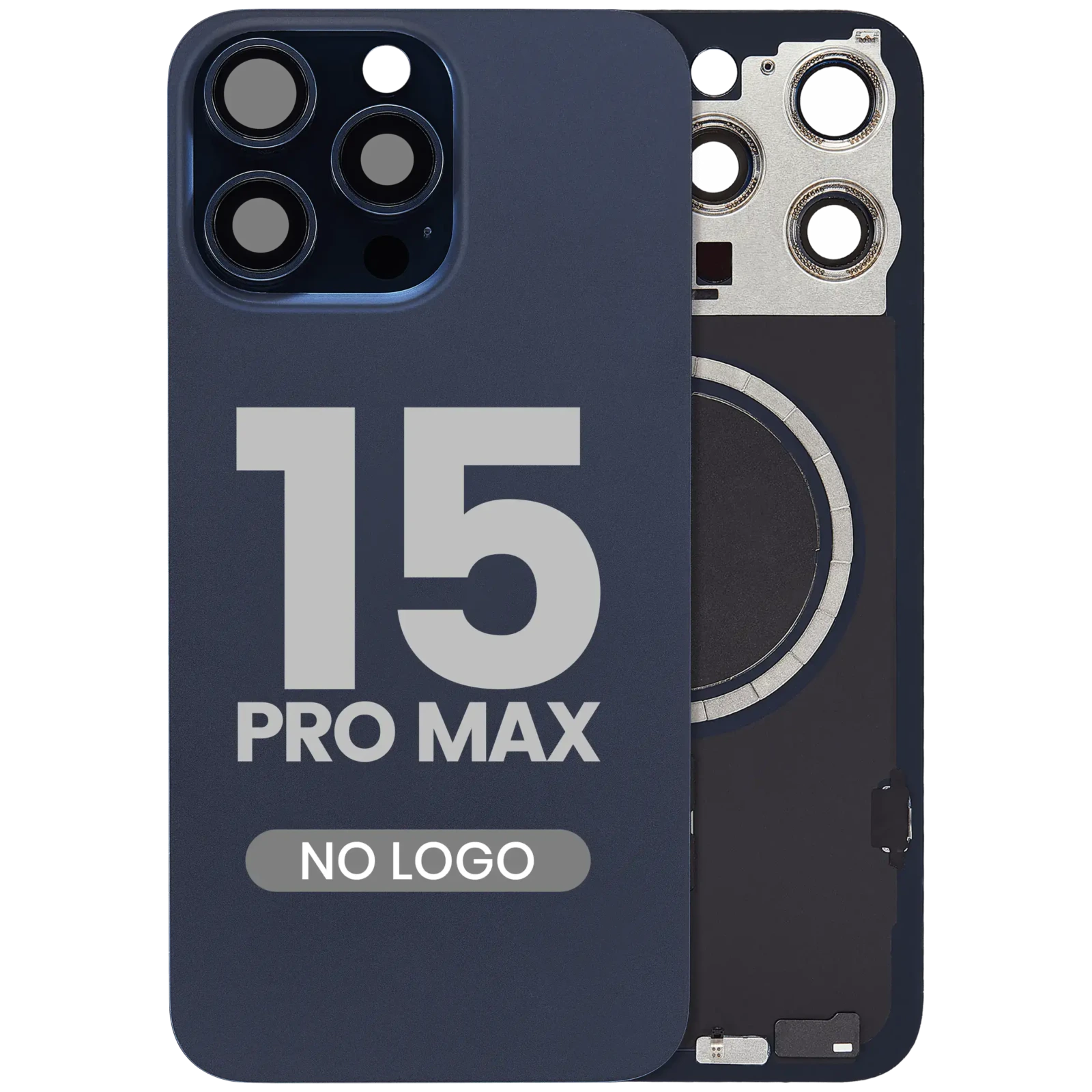 Back Glass w/ MagSafe Magnet For iPhone 15 Pro Max (No Logo) (Aftermarket) (Blue Titanium) - Image 2
