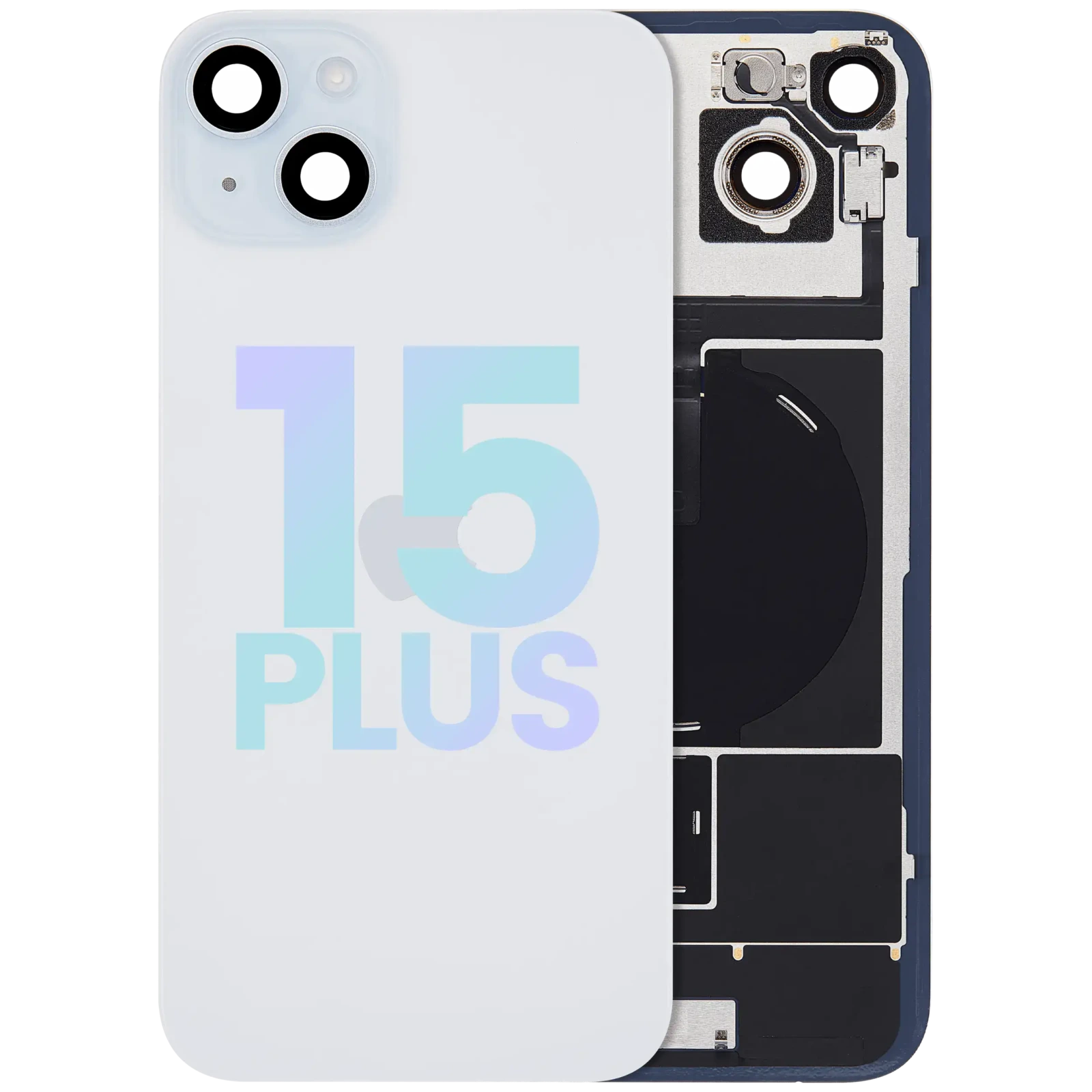 Back Glass w/ MagSafe Magnet & NFC & Flashlight Flex For IPhone 15 Plus (Service Pack) (Blue) - Image 2