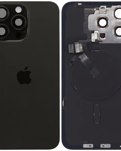 Back Glass w/ MagSafe Magnet & NFC & Flashlight Flex For IPhone 15 Pro Max (Service Pack) (Black Titanium)