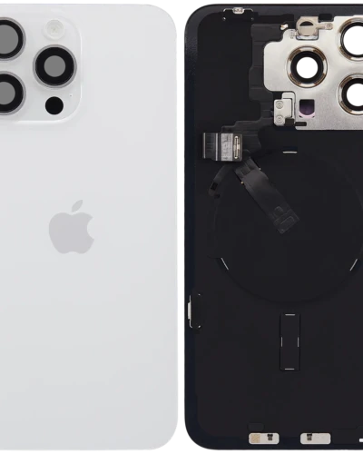 Back Glass w/ MagSafe Magnet & NFC & Flashlight Flex For IPhone 15 Pro Max (Service Pack) (White Titanium)