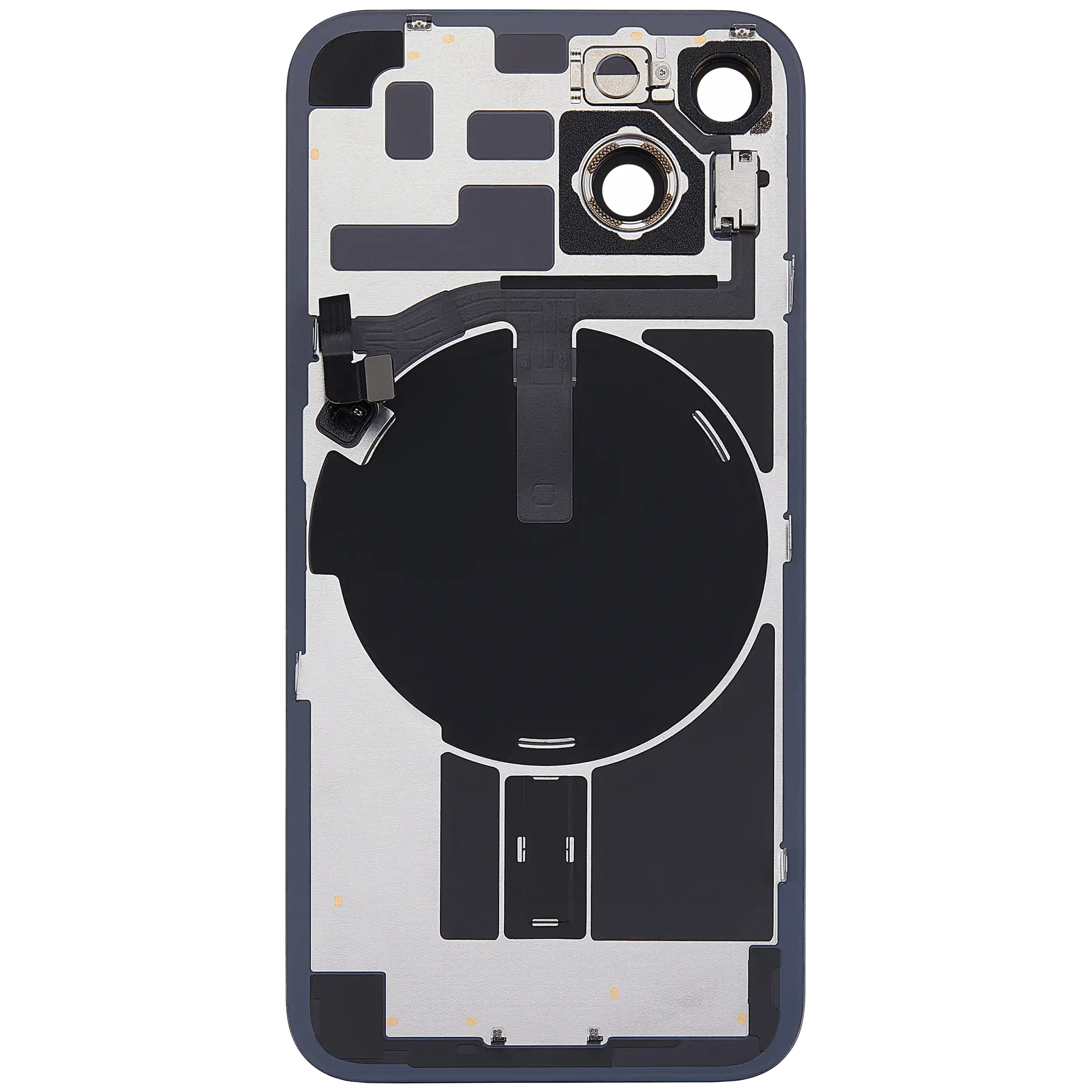 Back Glass w/ MagSafe Magnet & NFC & Flashlight Flex For iPhone 14 (Aftermarket) (No Logo) (Midnight) - Image 4