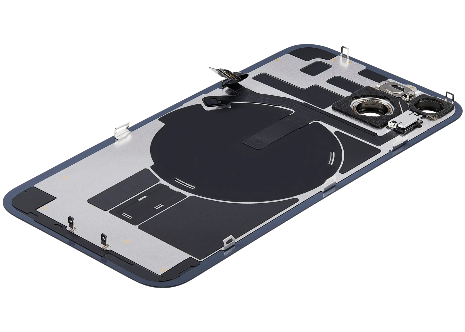 Back Glass w/ MagSafe Magnet & NFC & Flashlight Flex For iPhone 14 (Aftermarket) (No Logo) (Midnight) - Image 6