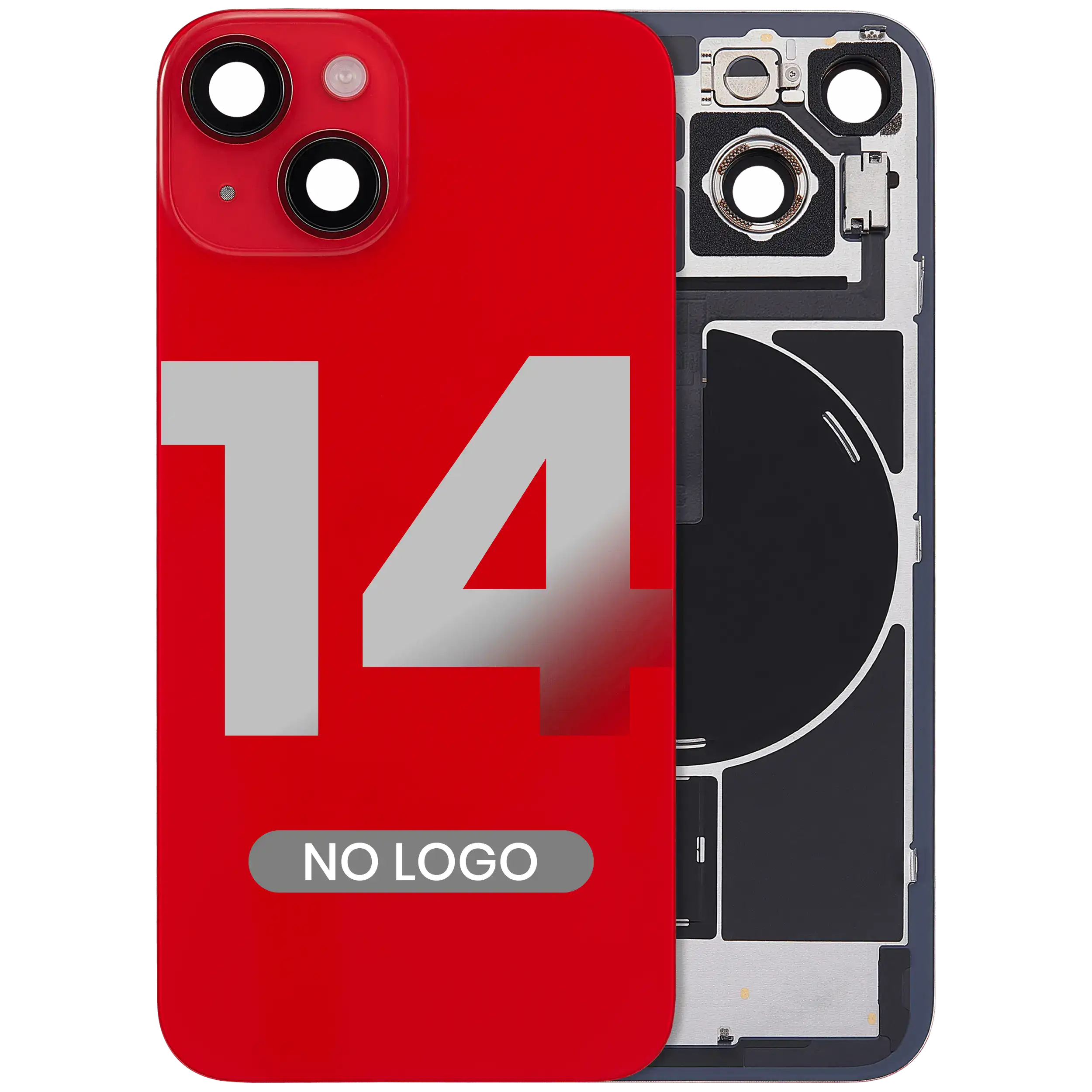 Back Glass w/ MagSafe Magnet & NFC & Flashlight Flex For iPhone 14 (Aftermarket) (No Logo) (Red) - Image 2
