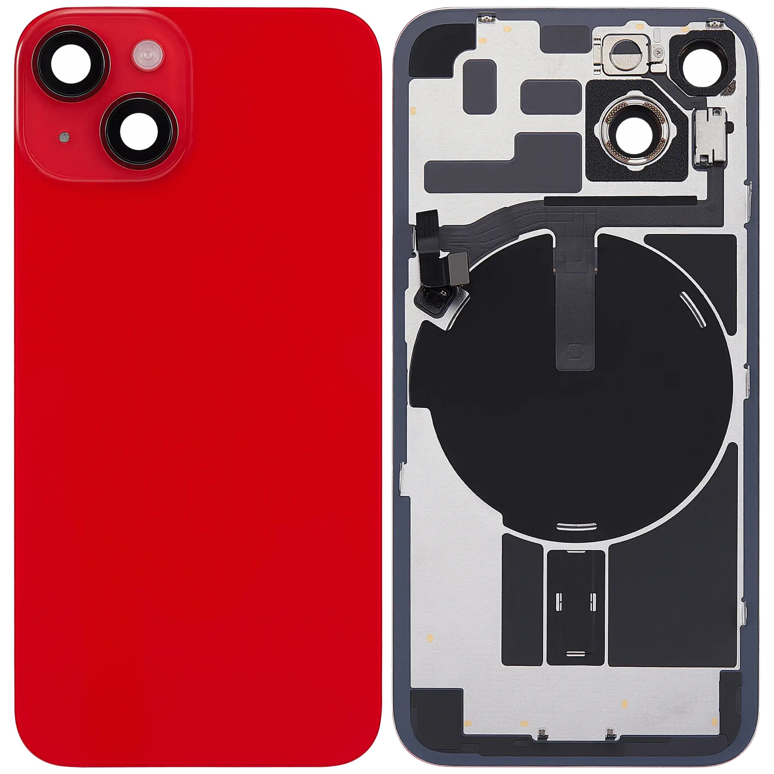 Back Glass w/ MagSafe Magnet & NFC & Flashlight Flex For iPhone 14 (Aftermarket) (No Logo) (Red)