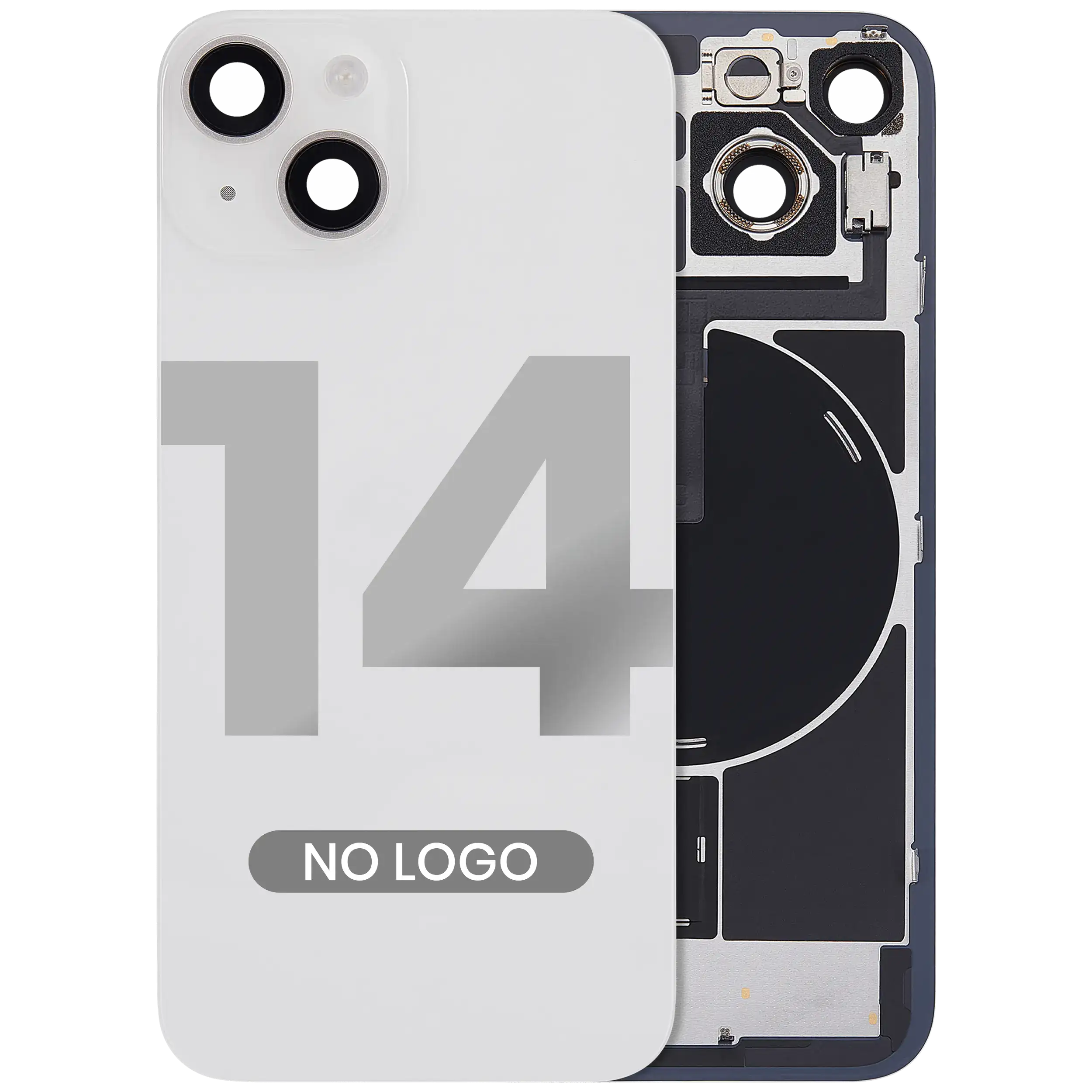 Back Glass w/ MagSafe Magnet & NFC & Flashlight Flex For iPhone 14 (Aftermarket) (No Logo) (Starlight) - Image 2