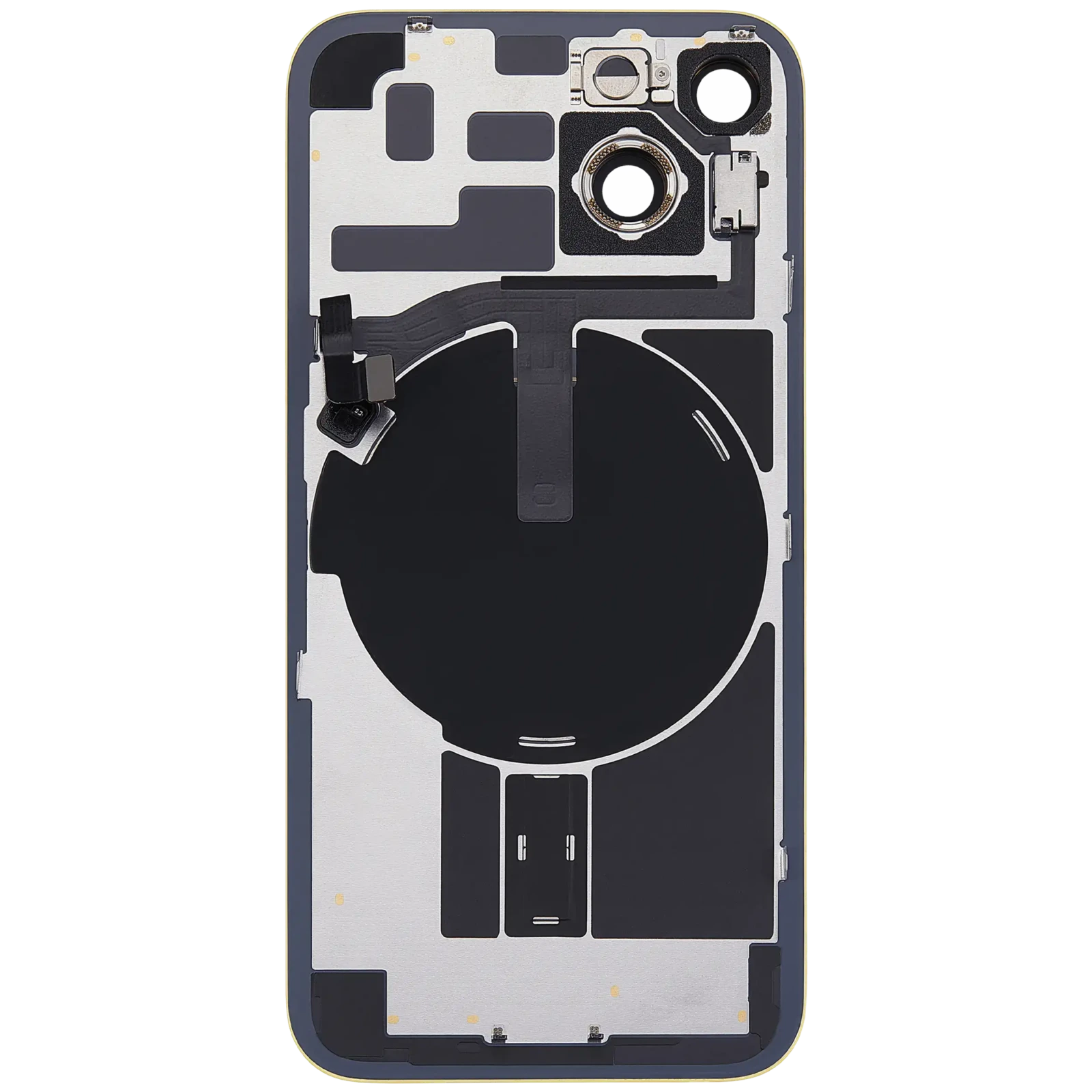 Back Glass w/ MagSafe Magnet & NFC & Flashlight Flex For iPhone 14 (Aftermarket) (No Logo) (Yellow) - Image 4
