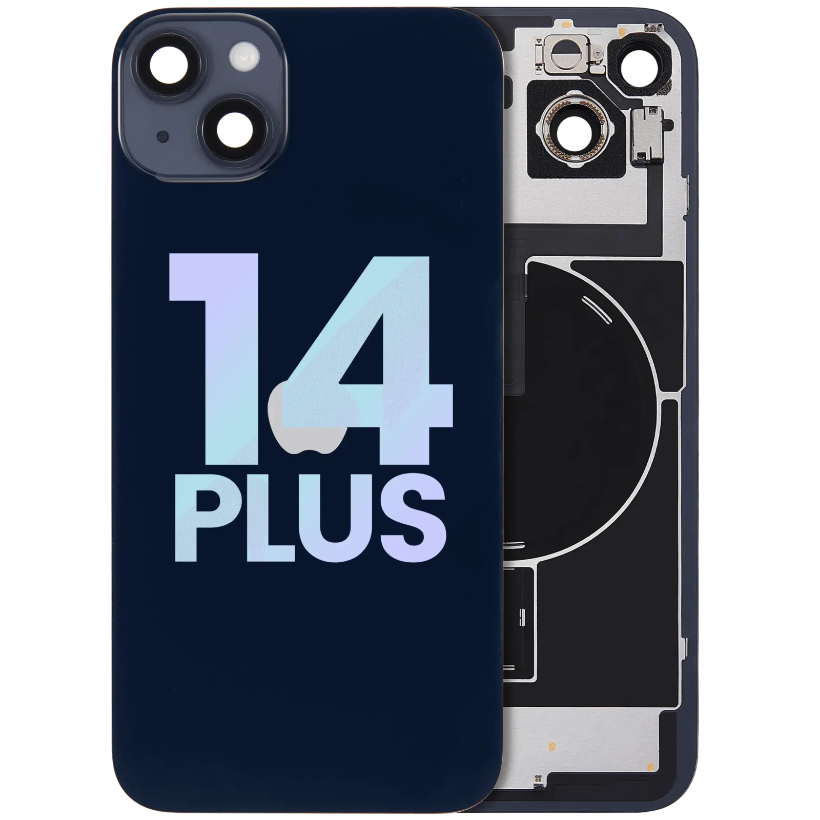 Back Glass w/ MagSafe Magnet & NFC & Flashlight Flex For iPhone 14 Plus (Service Pack) (Midnight) - Image 2