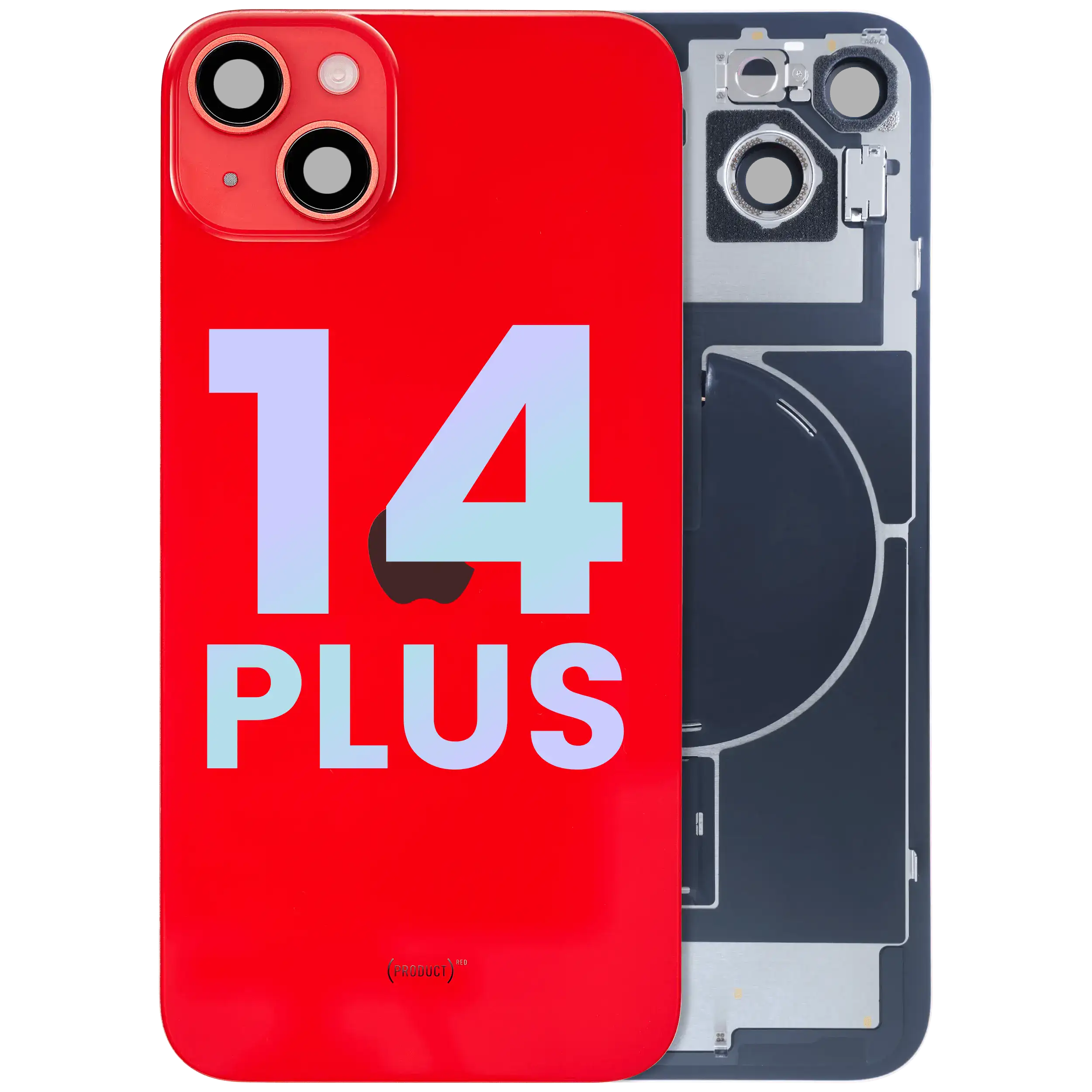 Back Glass w/ MagSafe Magnet & NFC & Flashlight Flex For iPhone 14 Plus (Service Pack) (Red) - Image 2