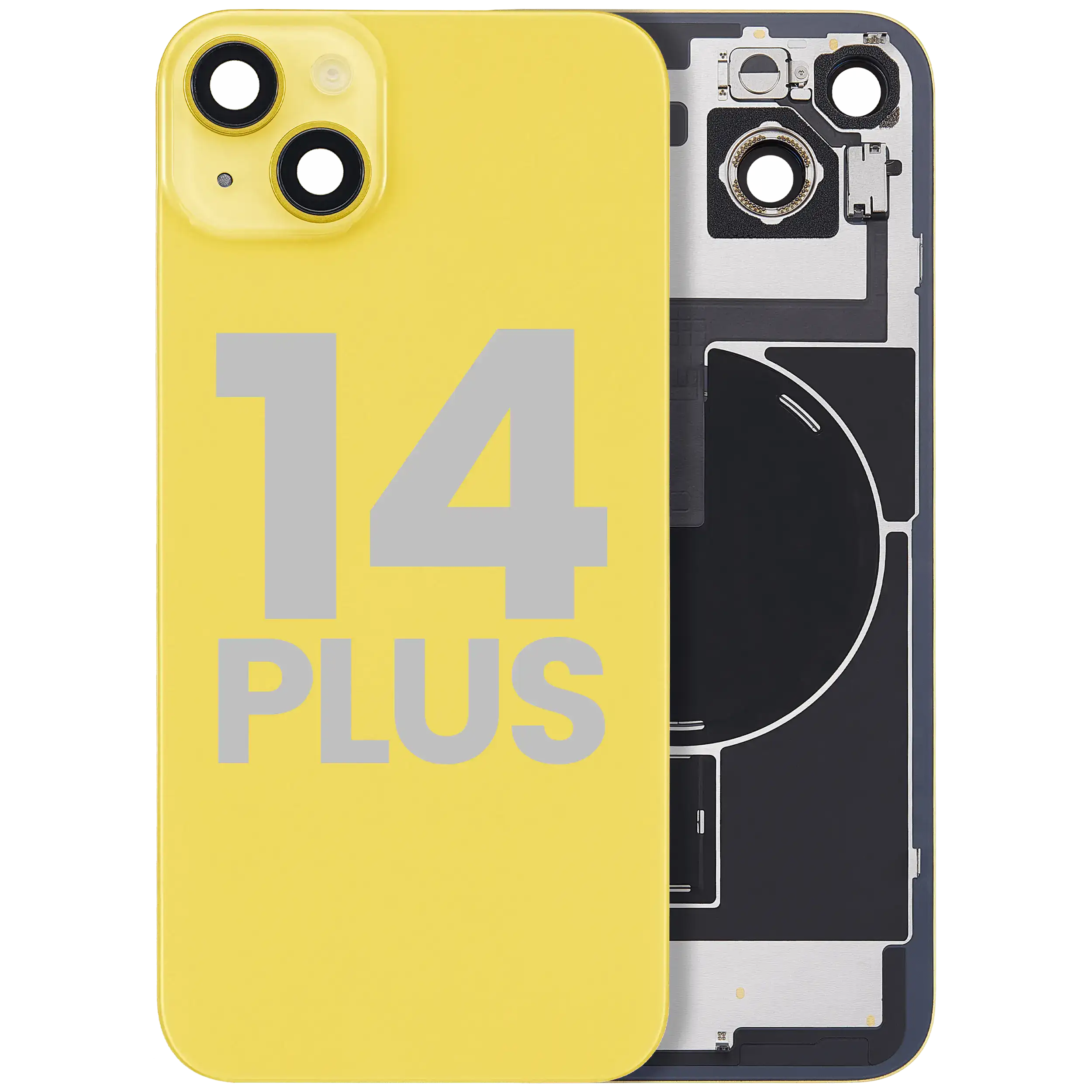 Back Glass w/ MagSafe Magnet & NFC & Flashlight Flex For iPhone 14 Plus (Used OEM Pull: Grade A) (Yellow) - Image 2