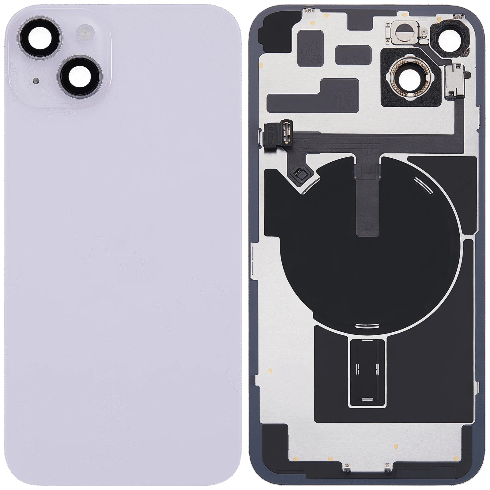 Back Glass w/ MagSafe Magnet & NFC & Flashlight Flex For iPhone 14 Plus (Used OEM Pull: Grade C) (Purple)