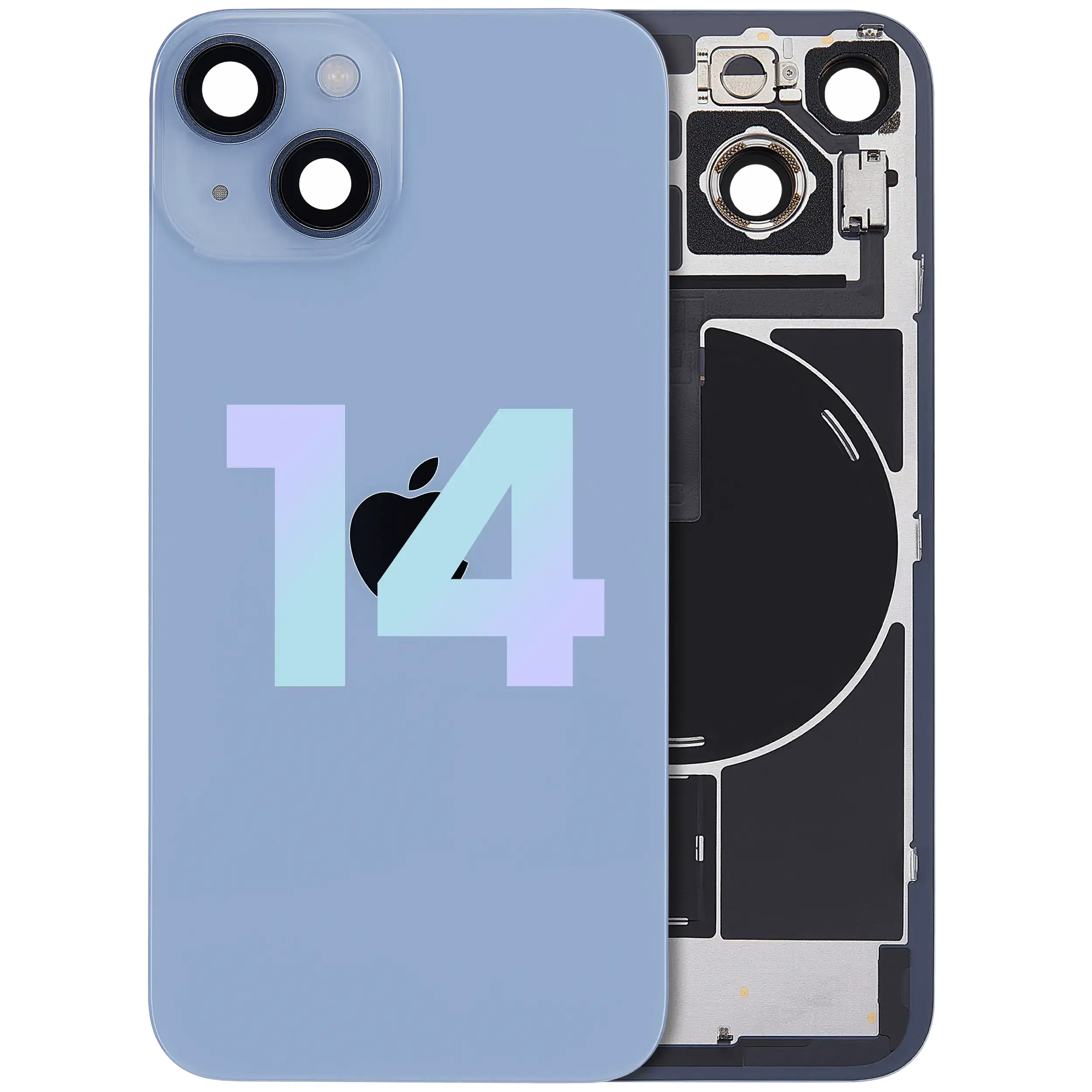 Back Glass w/ MagSafe Magnet & NFC & Flashlight Flex For iPhone 14 (Service Pack) (Blue) - Image 2