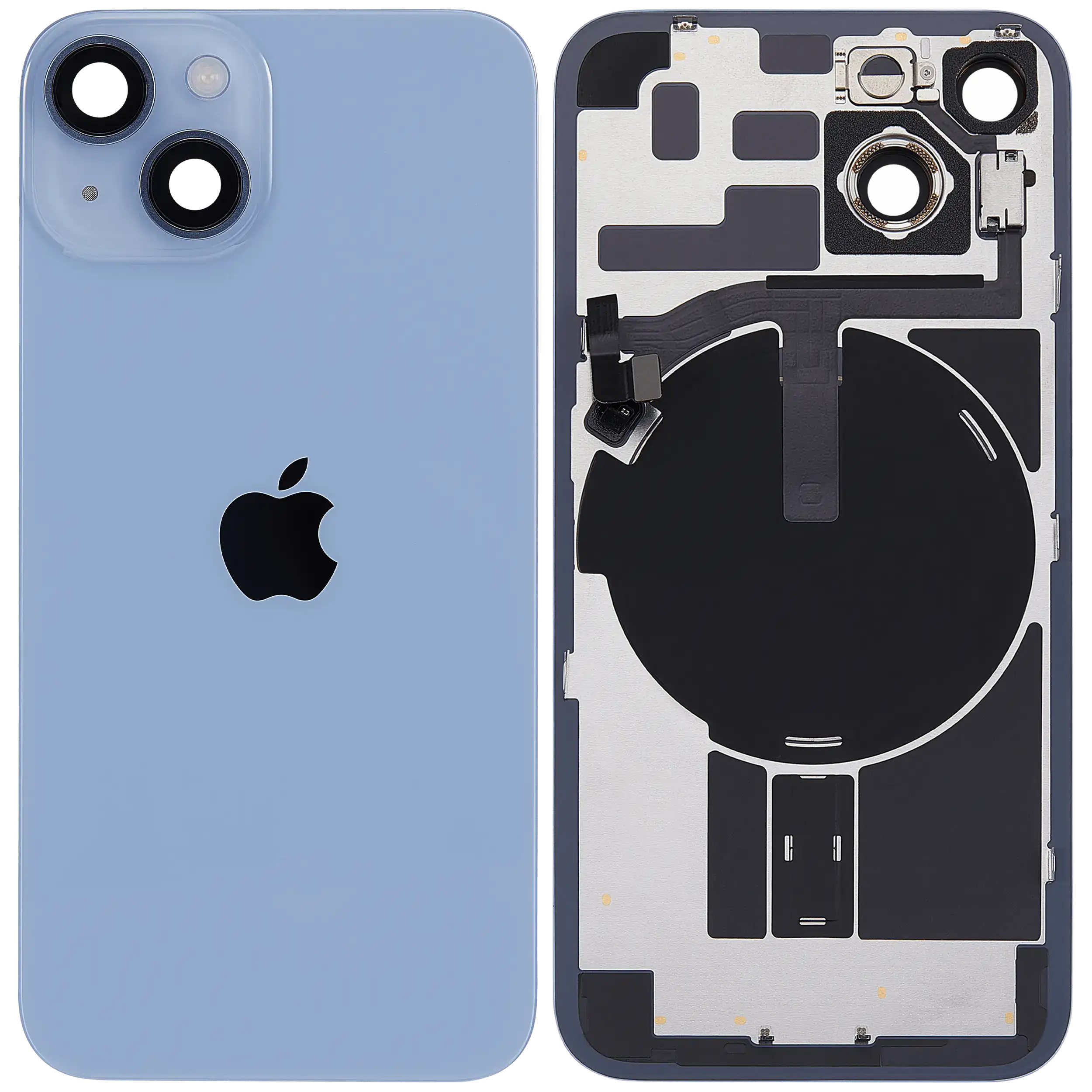 Back Glass w/ MagSafe Magnet & NFC & Flashlight Flex For iPhone 14 (Service Pack) (Blue)