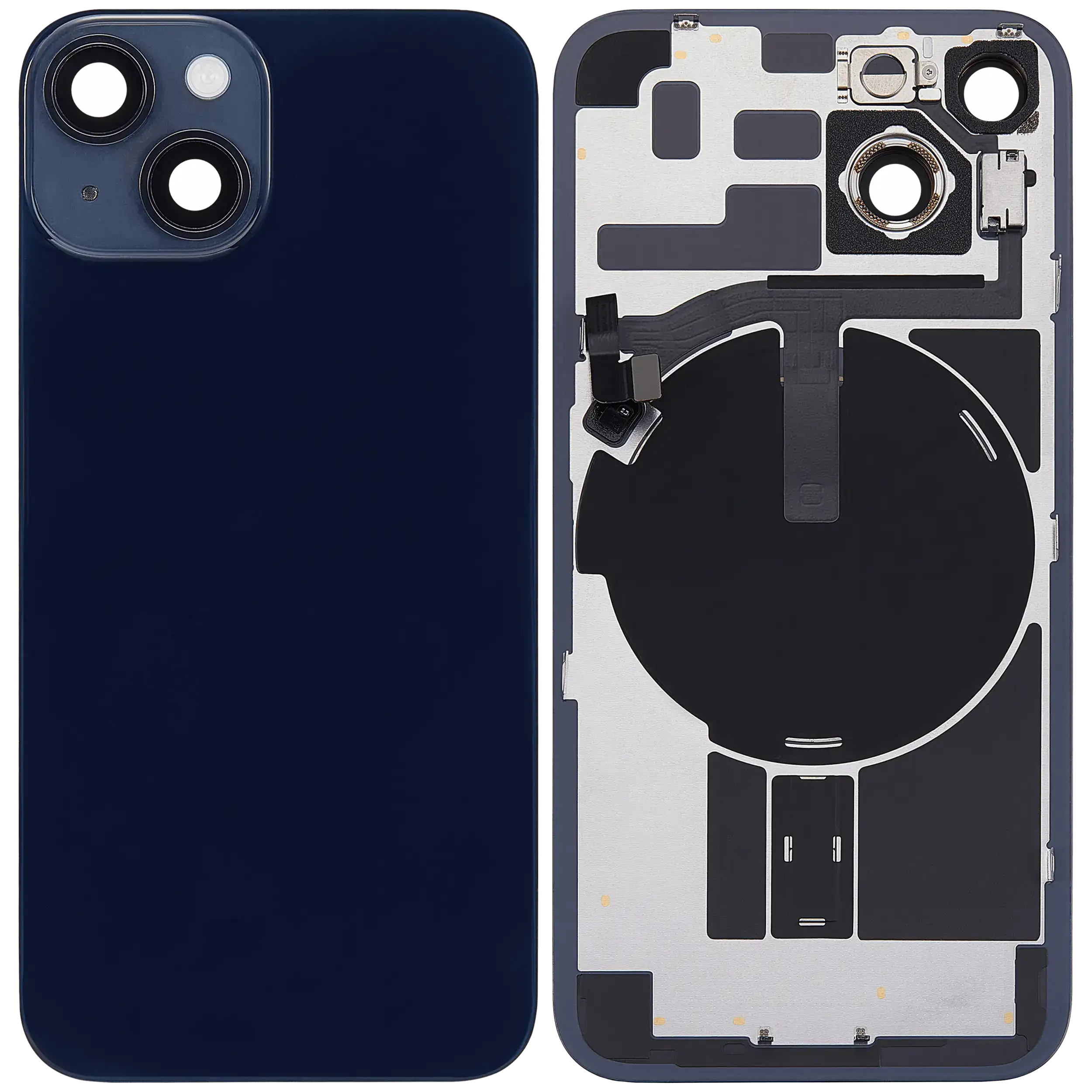 Back Glass w/ MagSafe Magnet & NFC & Flashlight Flex For iPhone 14 (Used OEM Pull: Grade A) (Midnight)