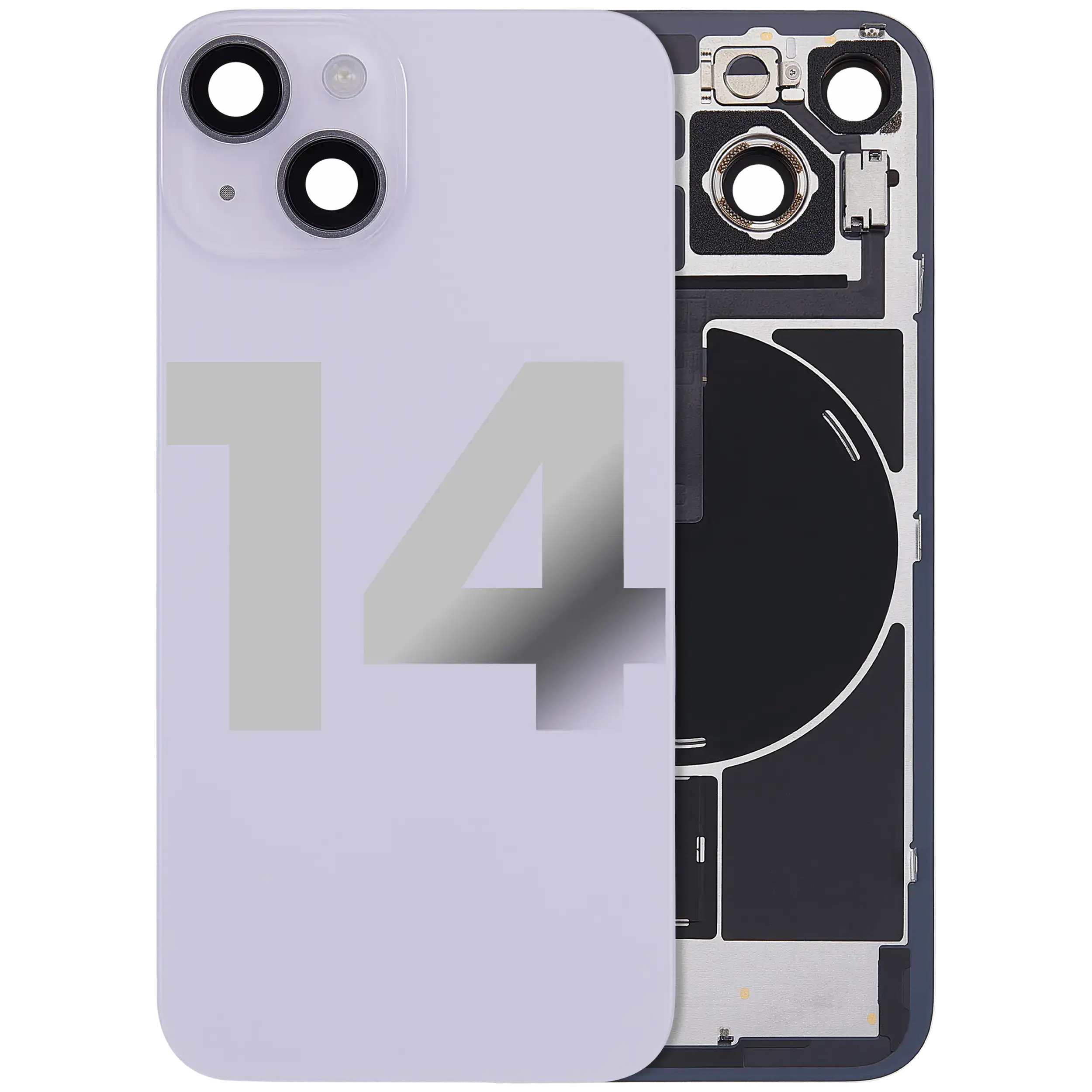 Back Glass w/ MagSafe Magnet & NFC & Flashlight Flex For iPhone 14 (Used OEM Pull: Grade A) (Purple) - Image 2