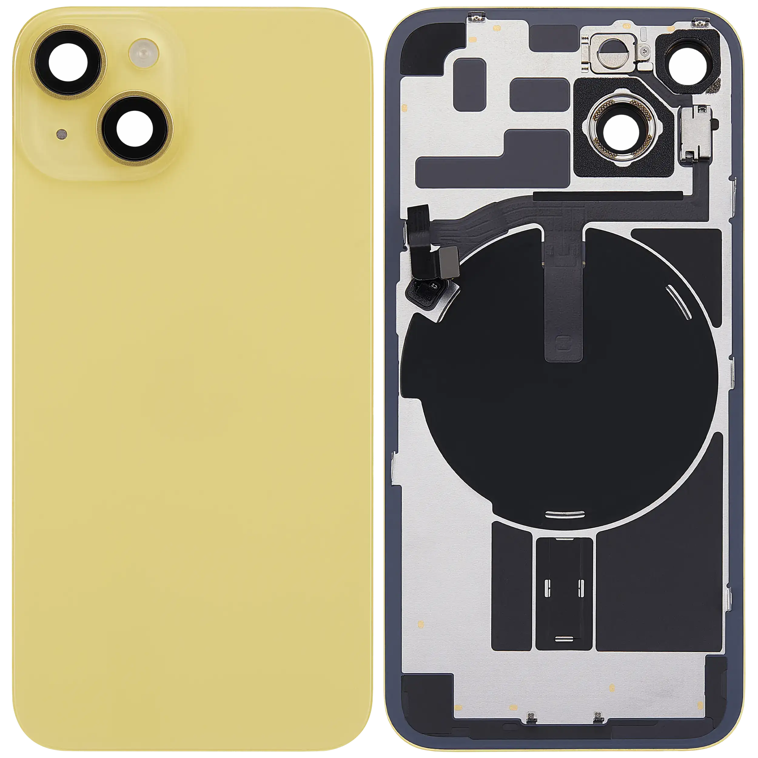 Back Glass w/ MagSafe Magnet & NFC & Flashlight Flex For iPhone 14 (Used OEM Pull: Grade A) (Yellow)