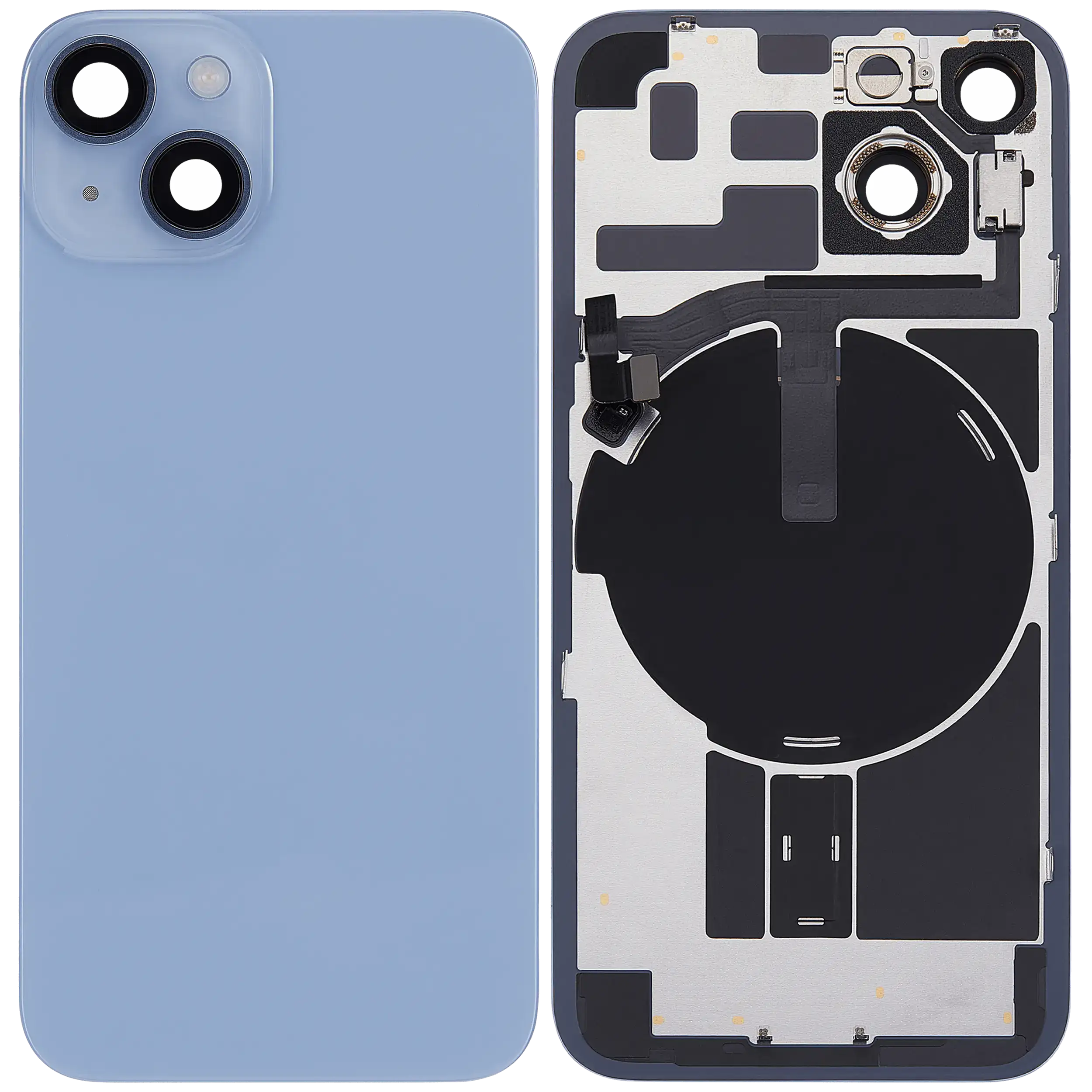 Back Glass w/ MagSafe Magnet & NFC & Flashlight Flex For iPhone 14 (Used OEM Pull: Grade B) (Blue)