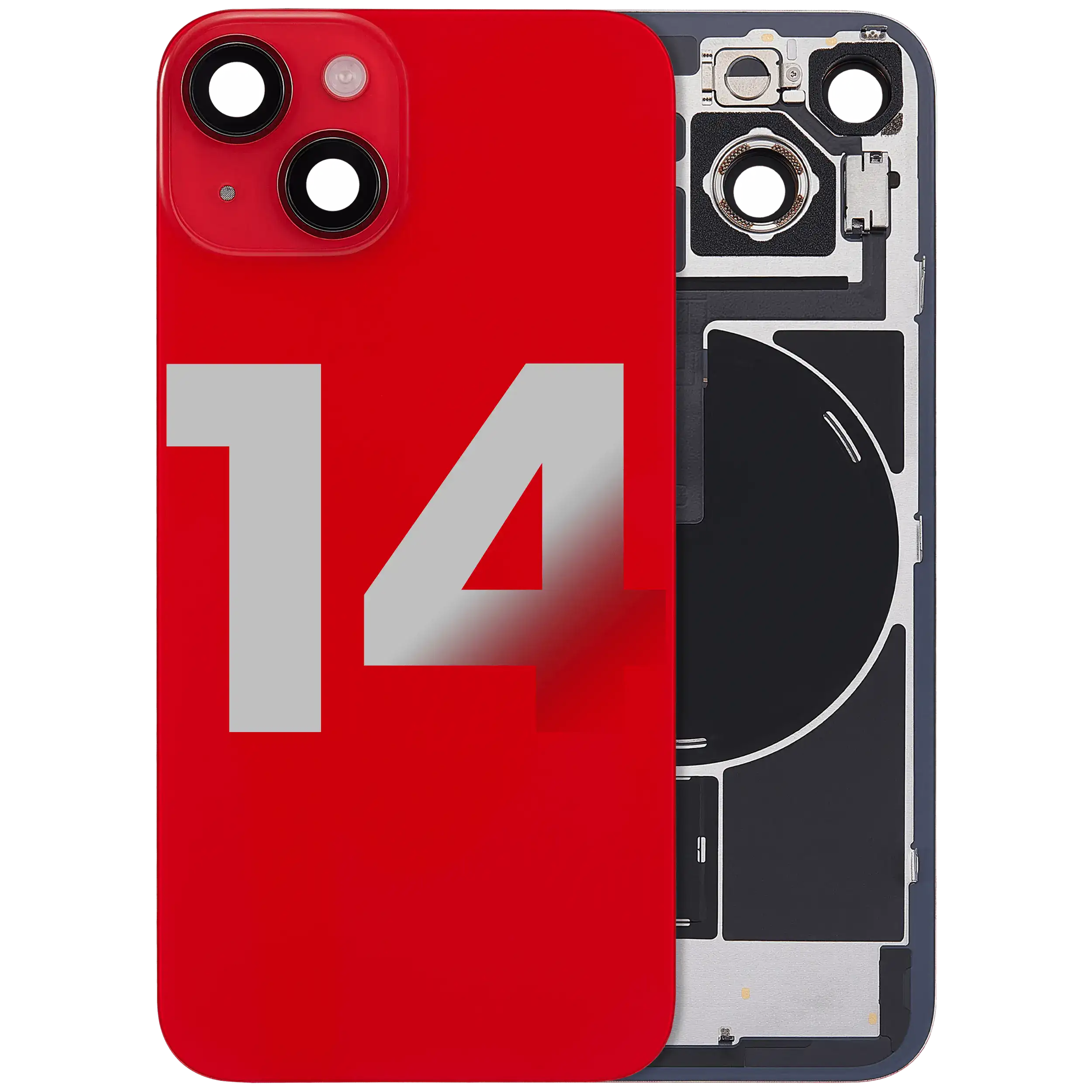 Back Glass w/ MagSafe Magnet & NFC & Flashlight Flex For iPhone 14 (Used OEM Pull: Grade B) (Red) - Image 2