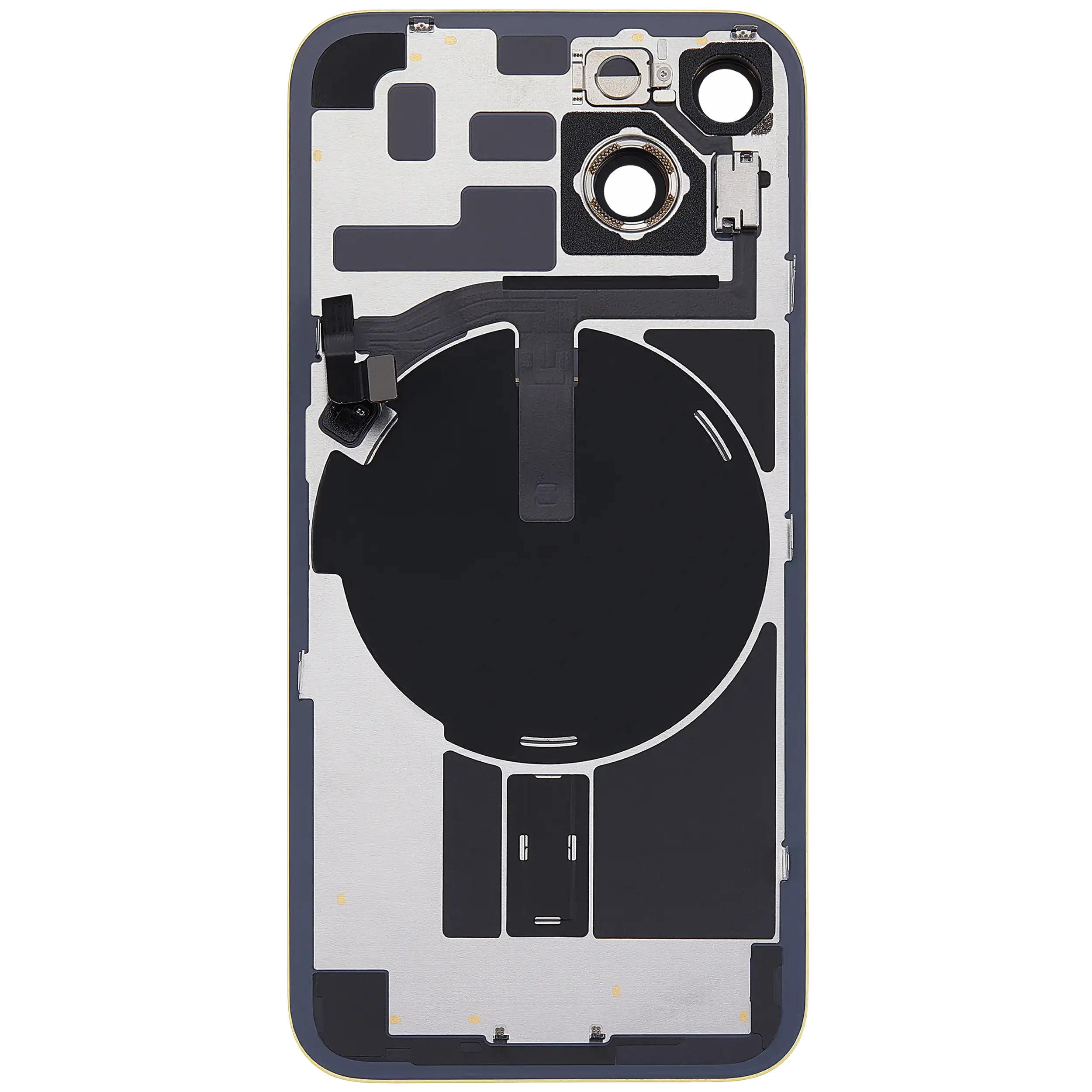 Back Glass w/ MagSafe Magnet & NFC & Flashlight Flex For iPhone 14 (Used OEM Pull: Grade B) (Yellow) - Image 4