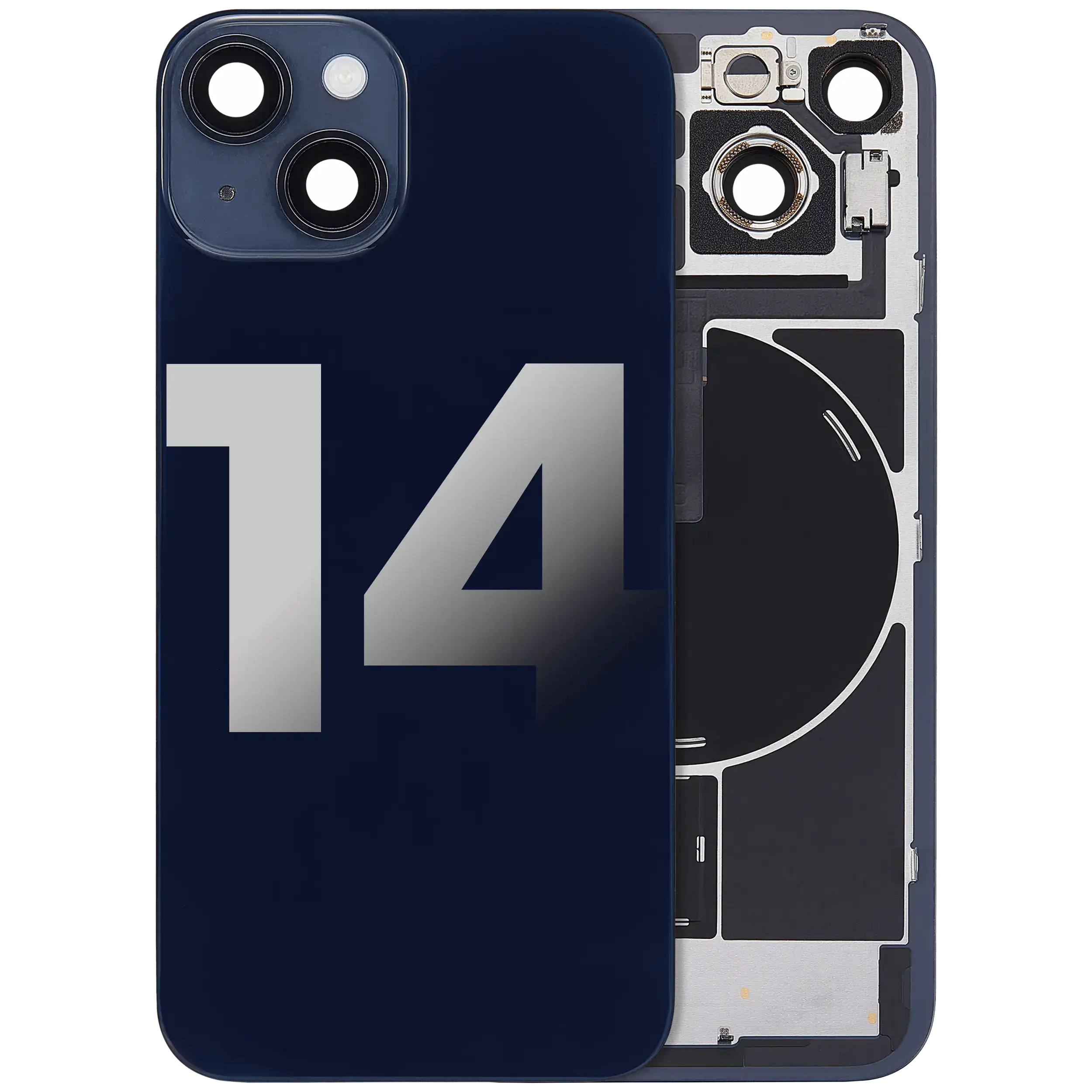 Back Glass w/ MagSafe Magnet & NFC & Flashlight Flex For iPhone 14 (Used OEM Pull: Grade C) (Midnight) - Image 2