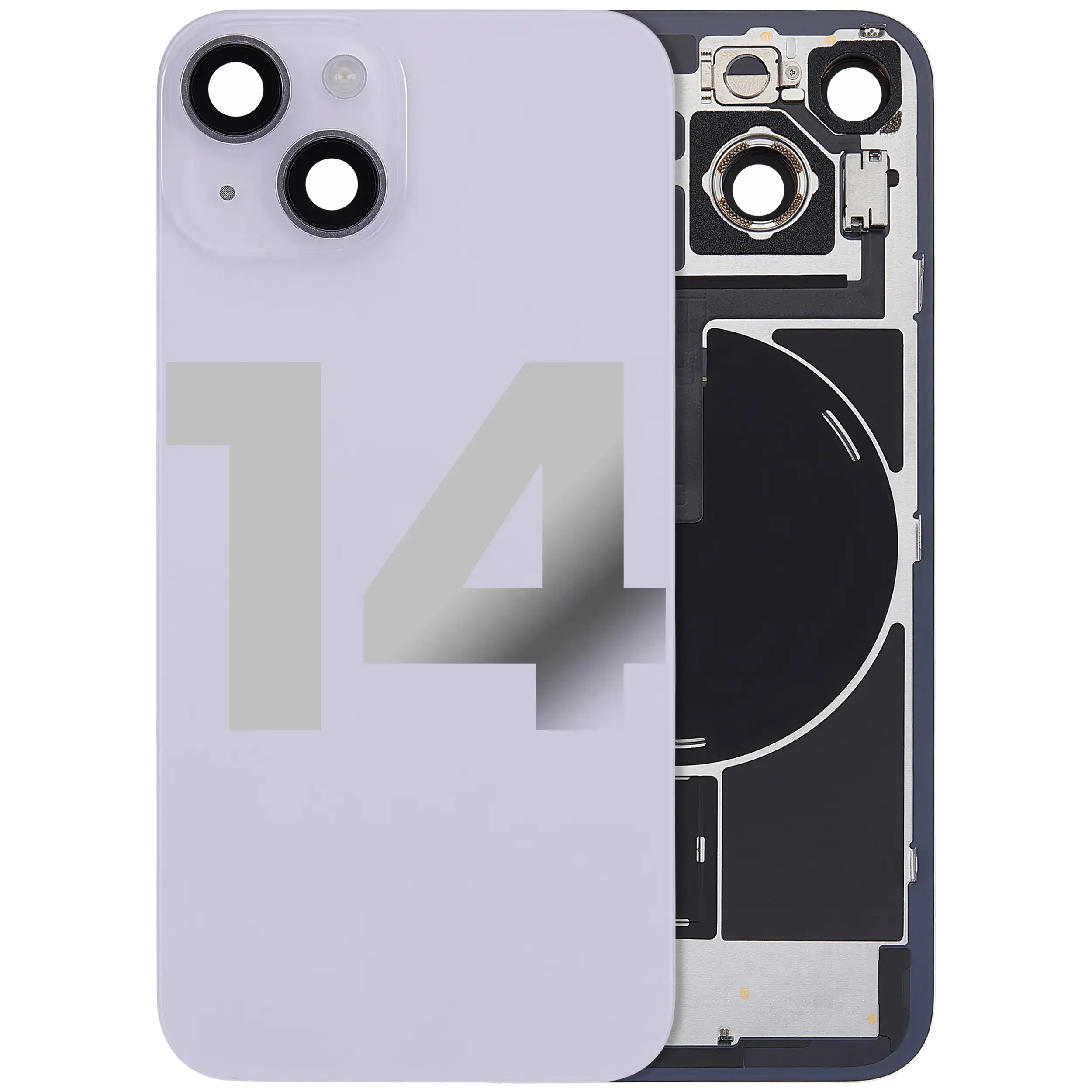 Back Glass w/ MagSafe Magnet & NFC & Flashlight Flex For iPhone 14 (Used OEM Pull: Grade C) (Purple) - Image 2