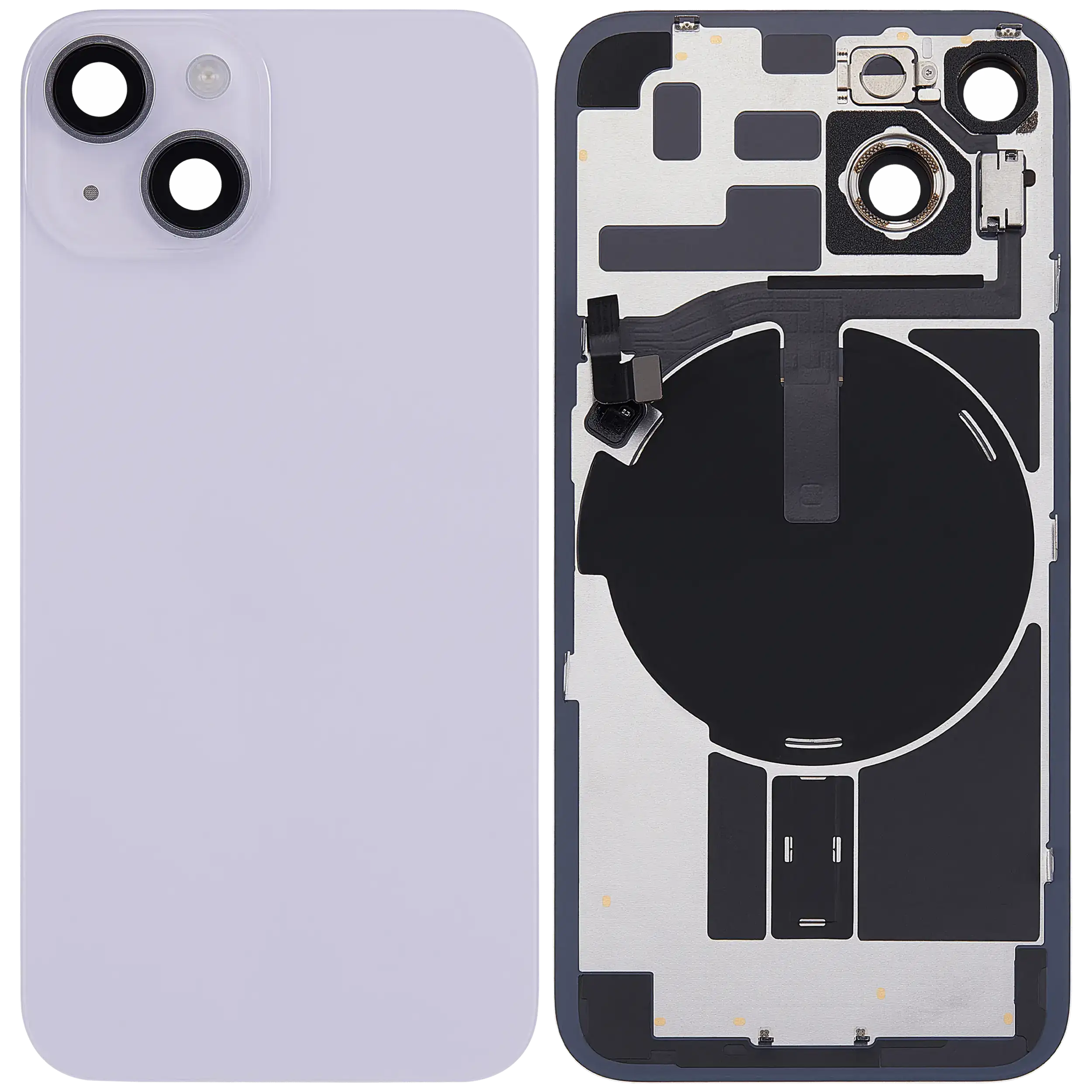 Back Glass w/ MagSafe Magnet & NFC & Flashlight Flex For iPhone 14 (Used OEM Pull: Grade C) (Purple)