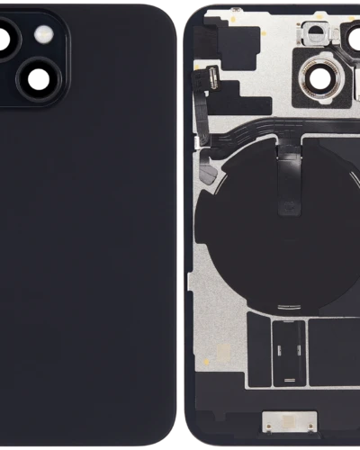 Back Glass w/ MagSafe Magnet & NFC & Flashlight Flex For iPhone 15 (No Logo) (Aftermarket) (Black)