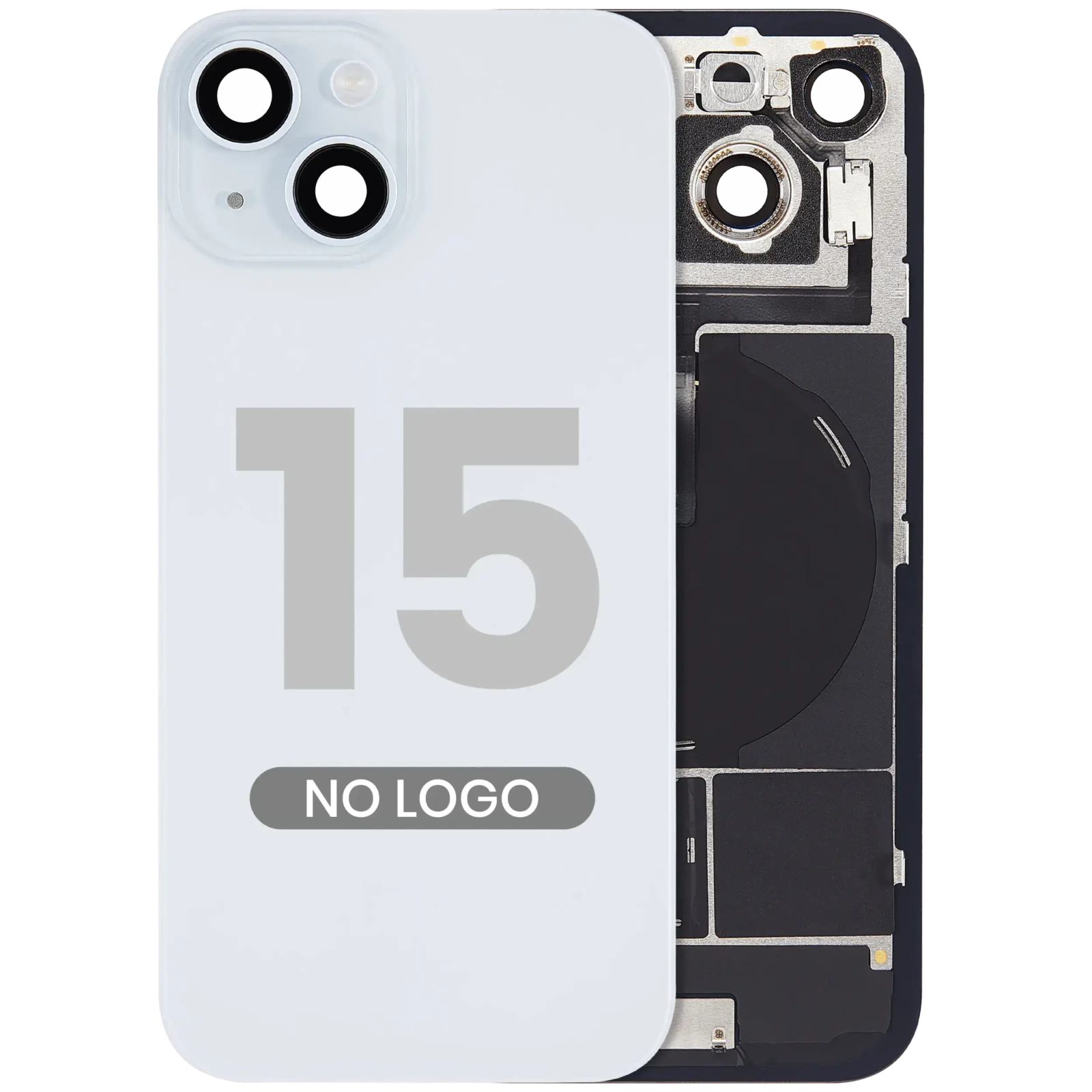 Back Glass w/ MagSafe Magnet & NFC & Flashlight Flex For iPhone 15 (No Logo) (Aftermarket) (Blue)
