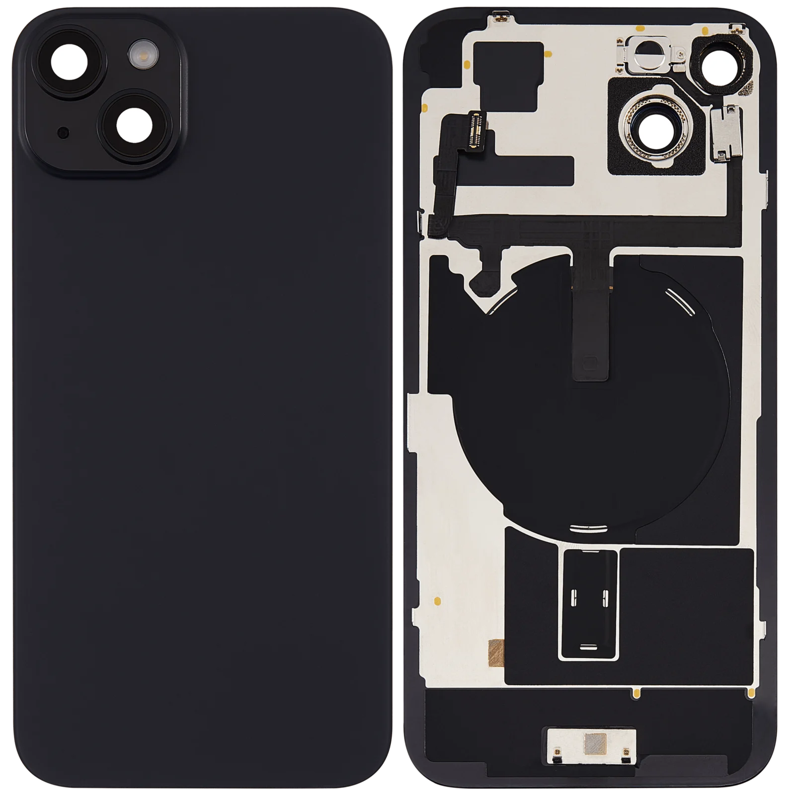 Back Glass w/ MagSafe Magnet & NFC & Flashlight Flex For iPhone 15 Plus (No Logo) (Aftermarket) (Black)