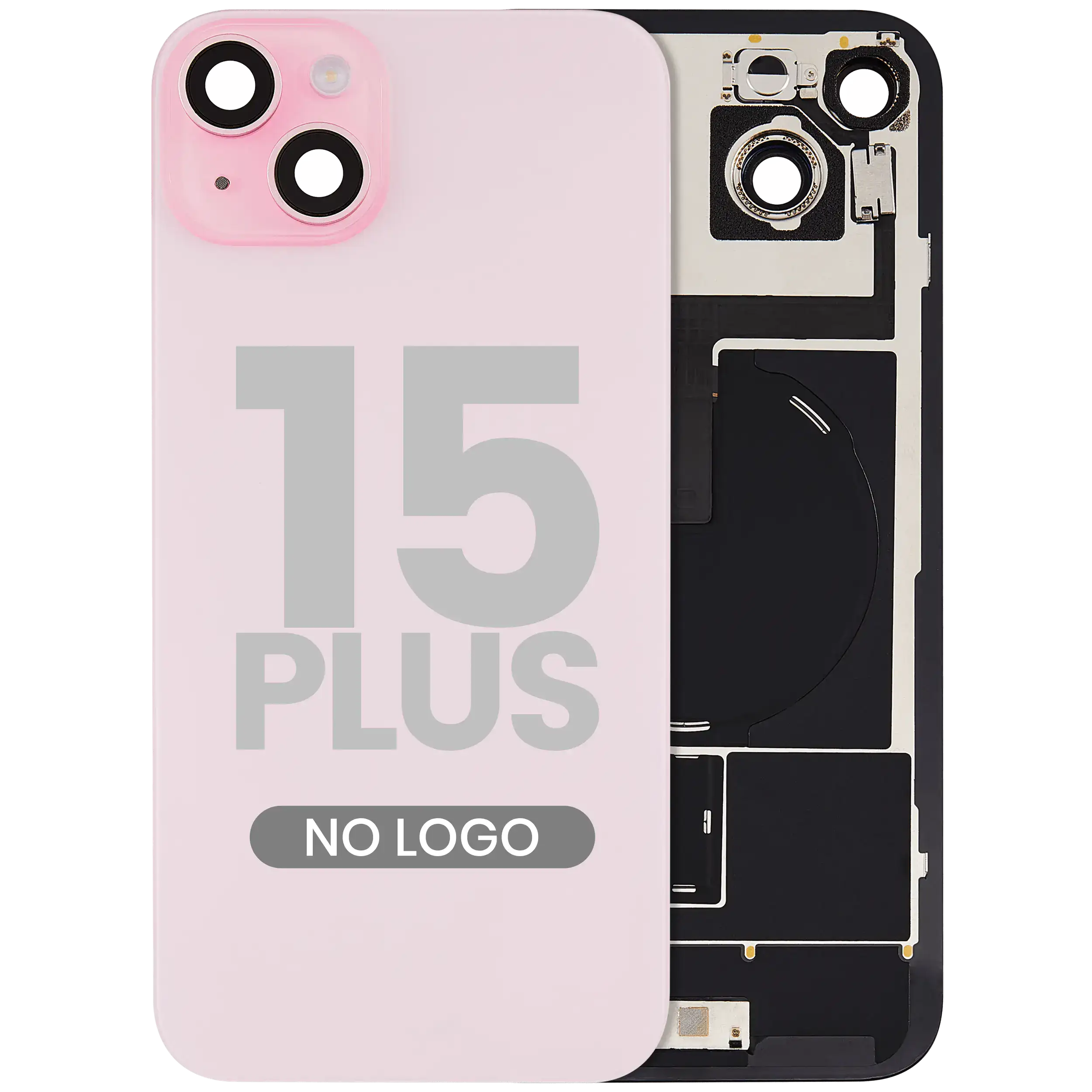 Back Glass w/ MagSafe Magnet & NFC & Flashlight Flex For iPhone 15 Plus (No Logo) (Aftermarket) (Pink) - Image 2