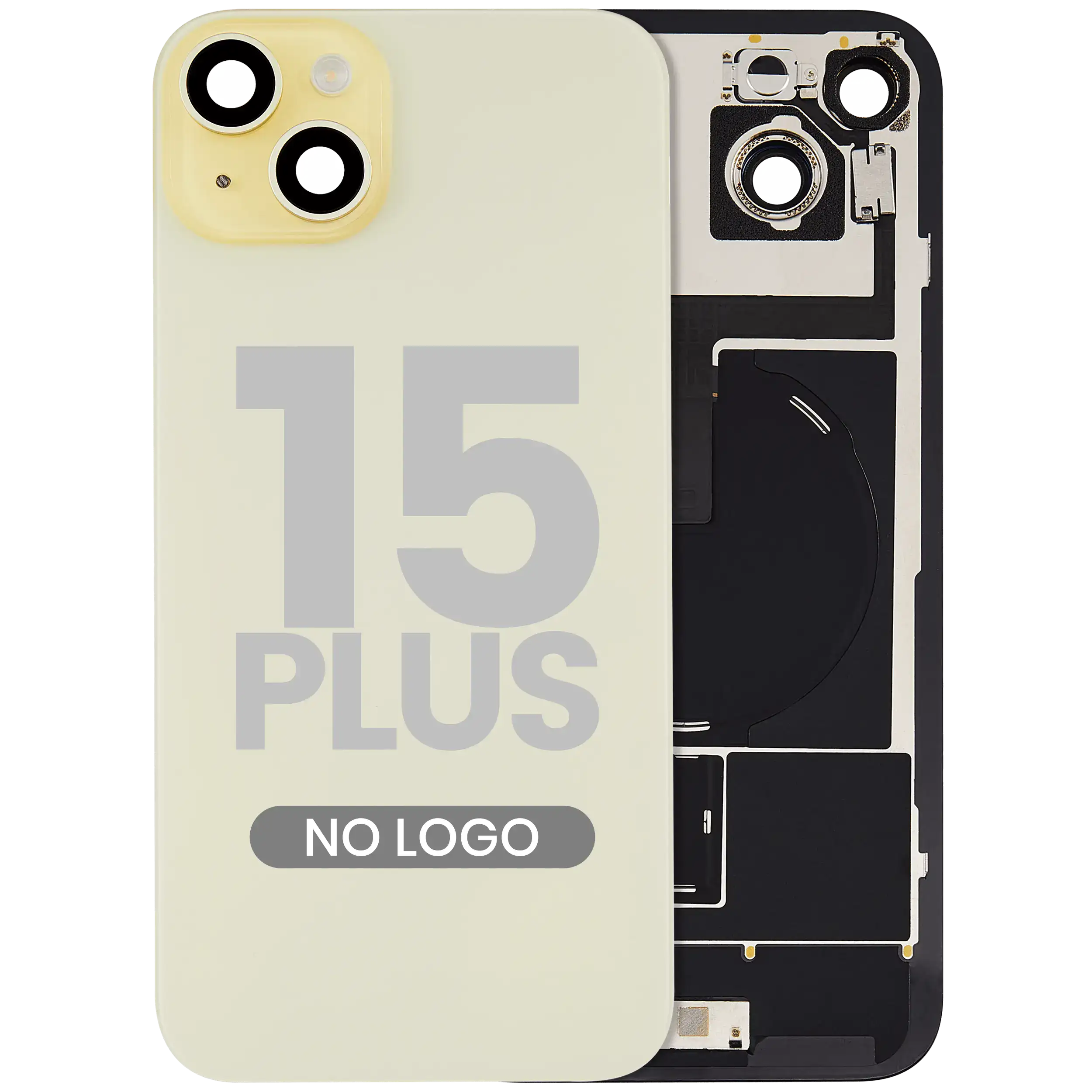 Back Glass w/ MagSafe Magnet & NFC & Flashlight Flex For iPhone 15 Plus (No Logo) (Aftermarket) (Yellow) - Image 2