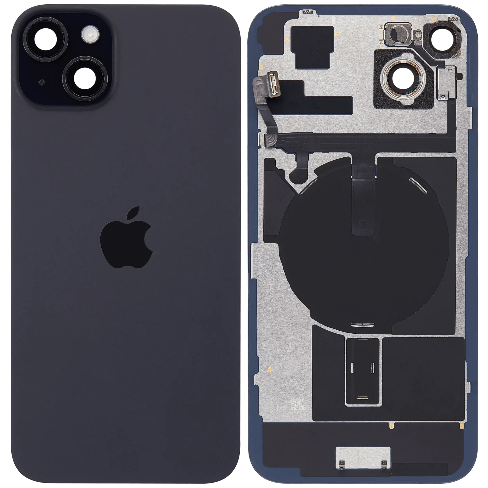 Back Glass w/ MagSafe Magnet & NFC & Flashlight Flex For iPhone 15 Plus (Service Pack) (Black)