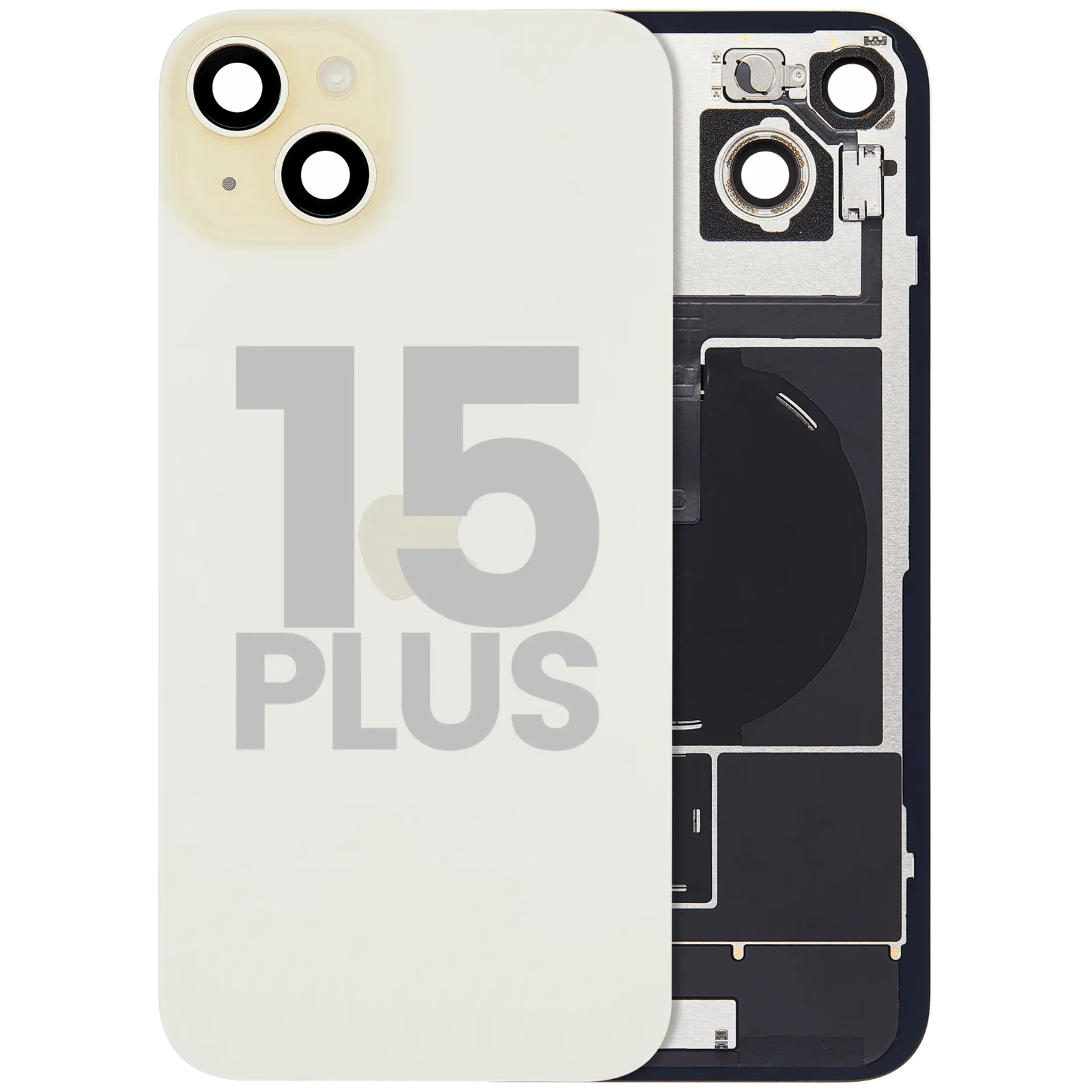 Back Glass w/ MagSafe Magnet & NFC & Flashlight Flex For iPhone 15 Plus (Used OEM Pull: Grade A) (Yellow) - Image 2
