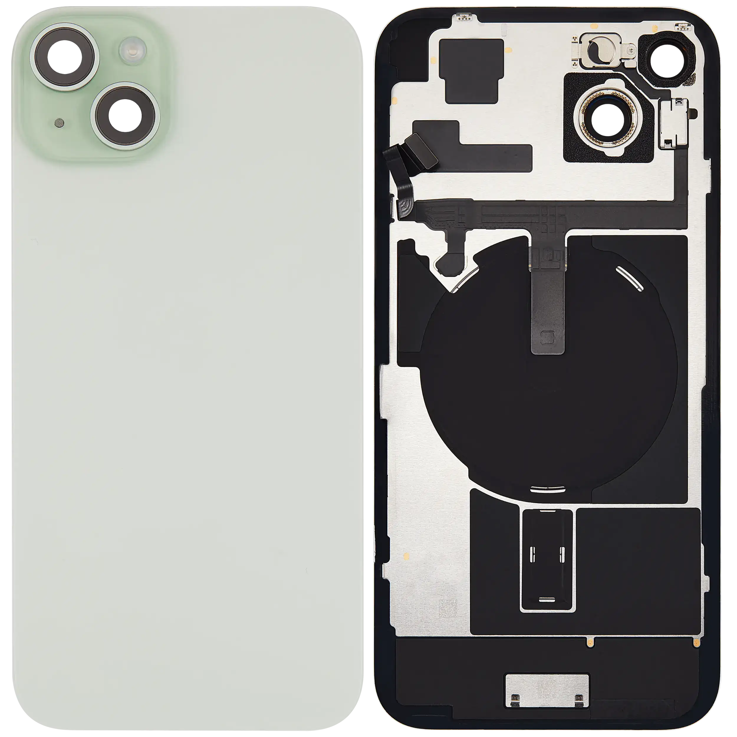 Back Glass w/ MagSafe Magnet & NFC & Flashlight Flex For iPhone 15 Plus (Used OEM Pull: Grade B) (Green)