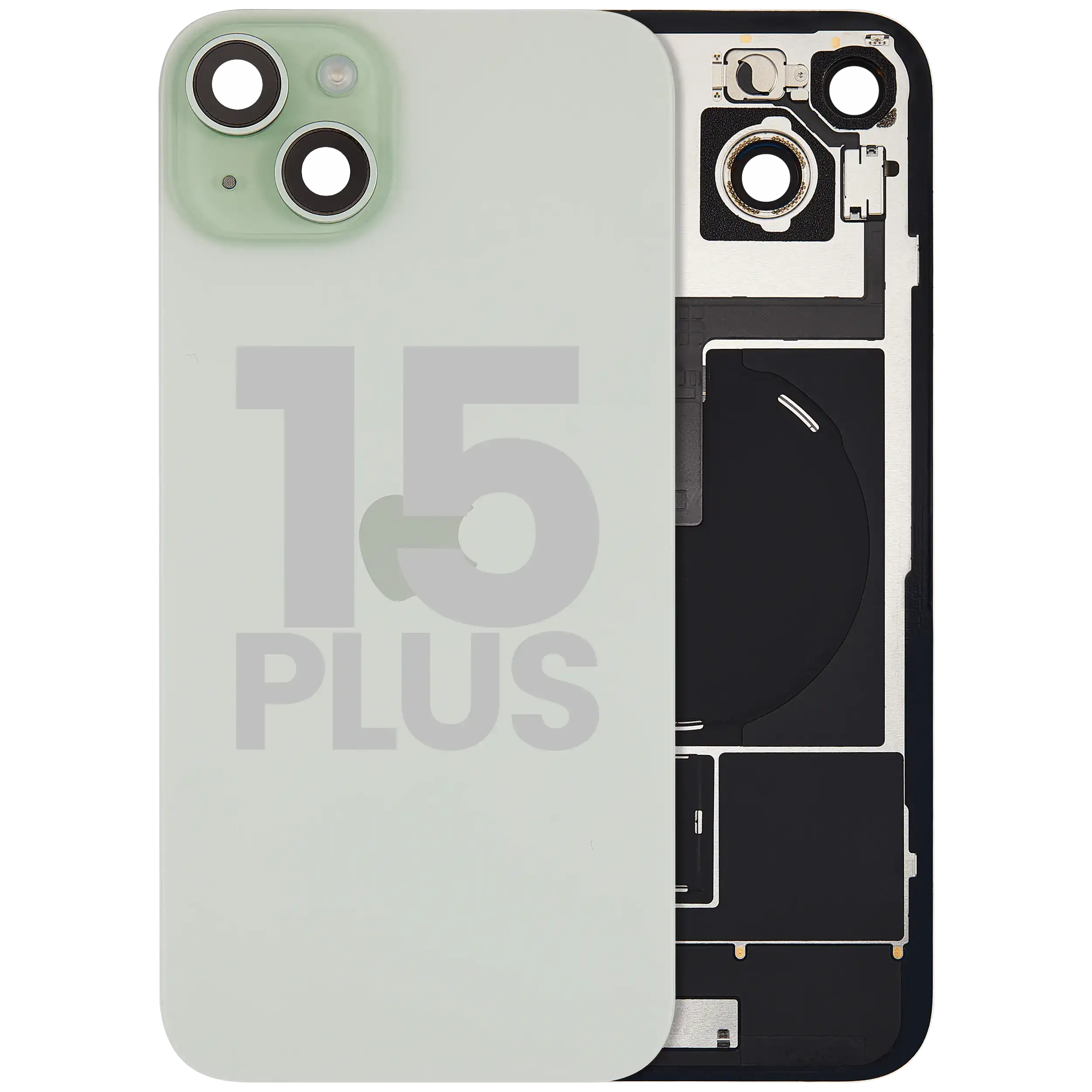 Back Glass w/ MagSafe Magnet & NFC & Flashlight Flex For iPhone 15 Plus (Used OEM Pull: Grade B) (Green) - Image 2
