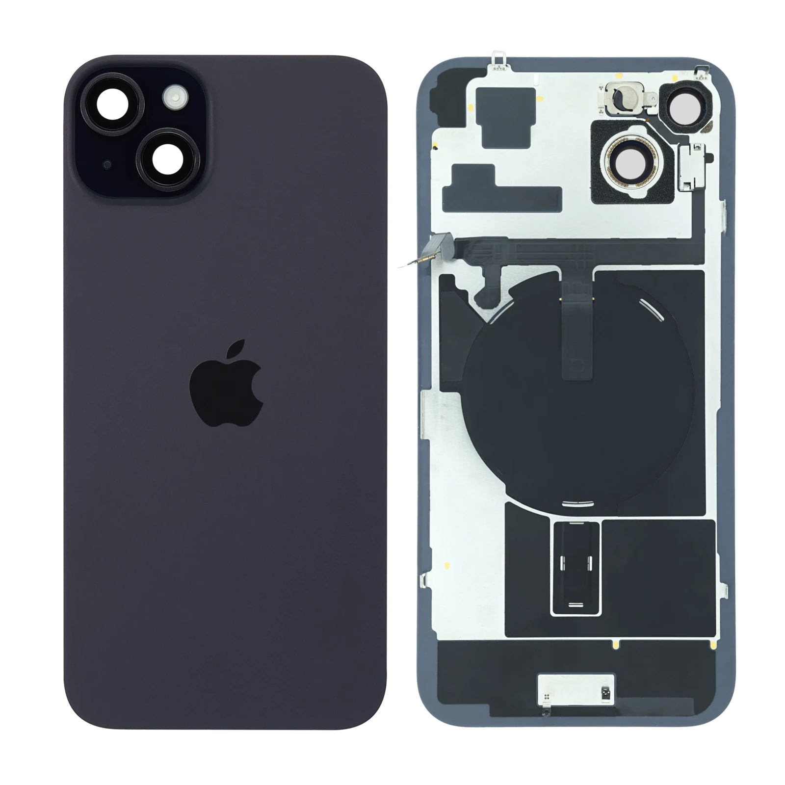 Back Glass w/ MagSafe Magnet & NFC & Flashlight Flex For iPhone 15 Plus (Used OEM Pull: Grade C) (Black)