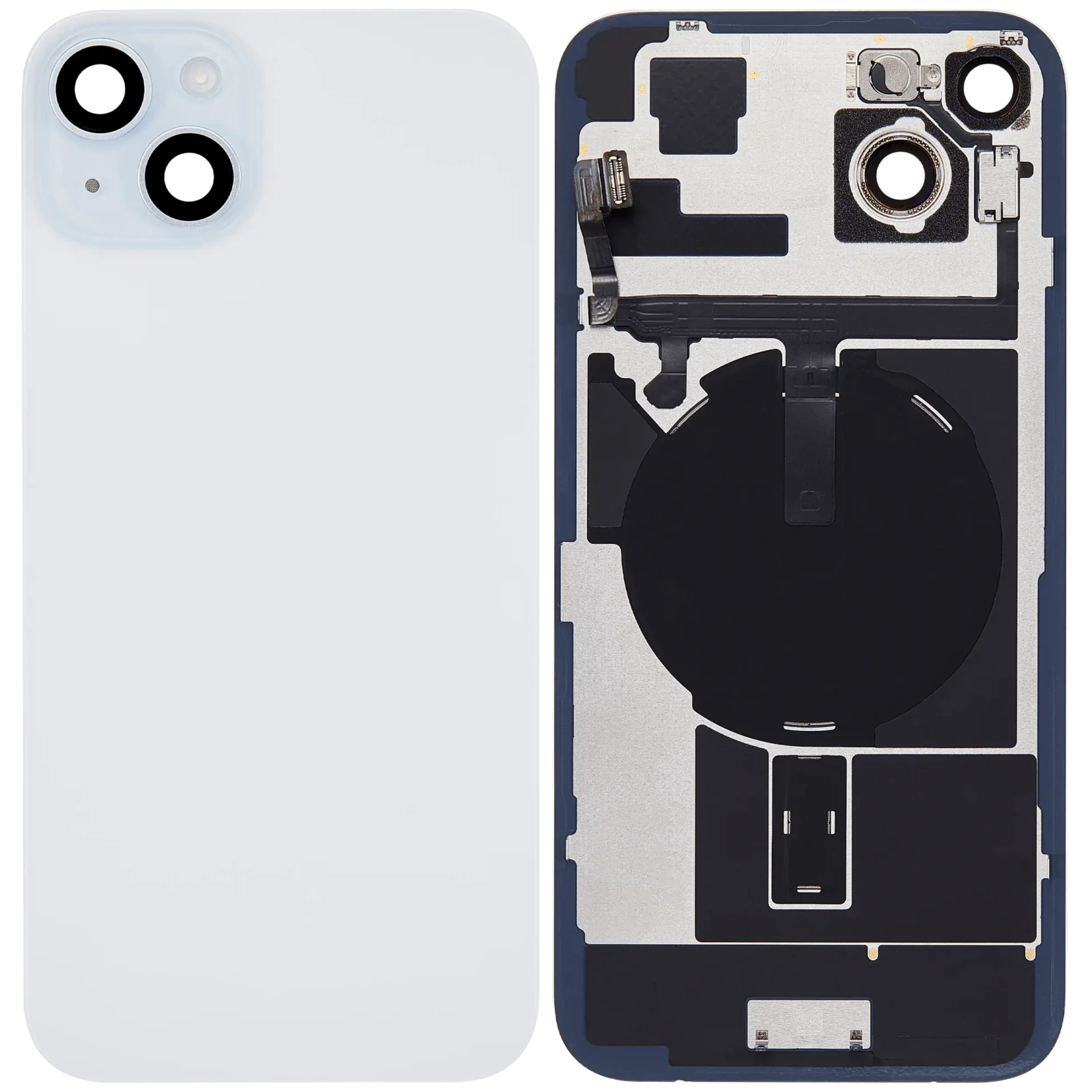 Back Glass w/ MagSafe Magnet & NFC & Flashlight Flex For iPhone 15 Plus (Used OEM Pull: Grade C) (Blue)