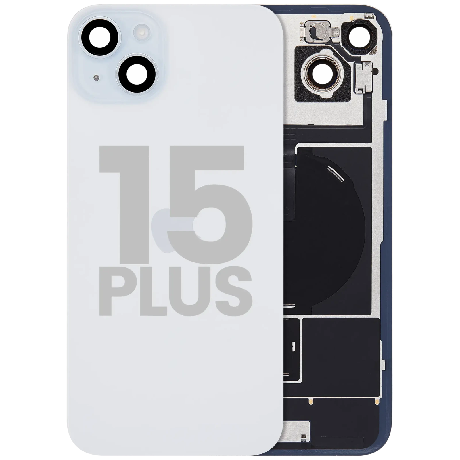 Back Glass w/ MagSafe Magnet & NFC & Flashlight Flex For iPhone 15 Plus (Used OEM Pull: Grade C) (Blue) - Image 2