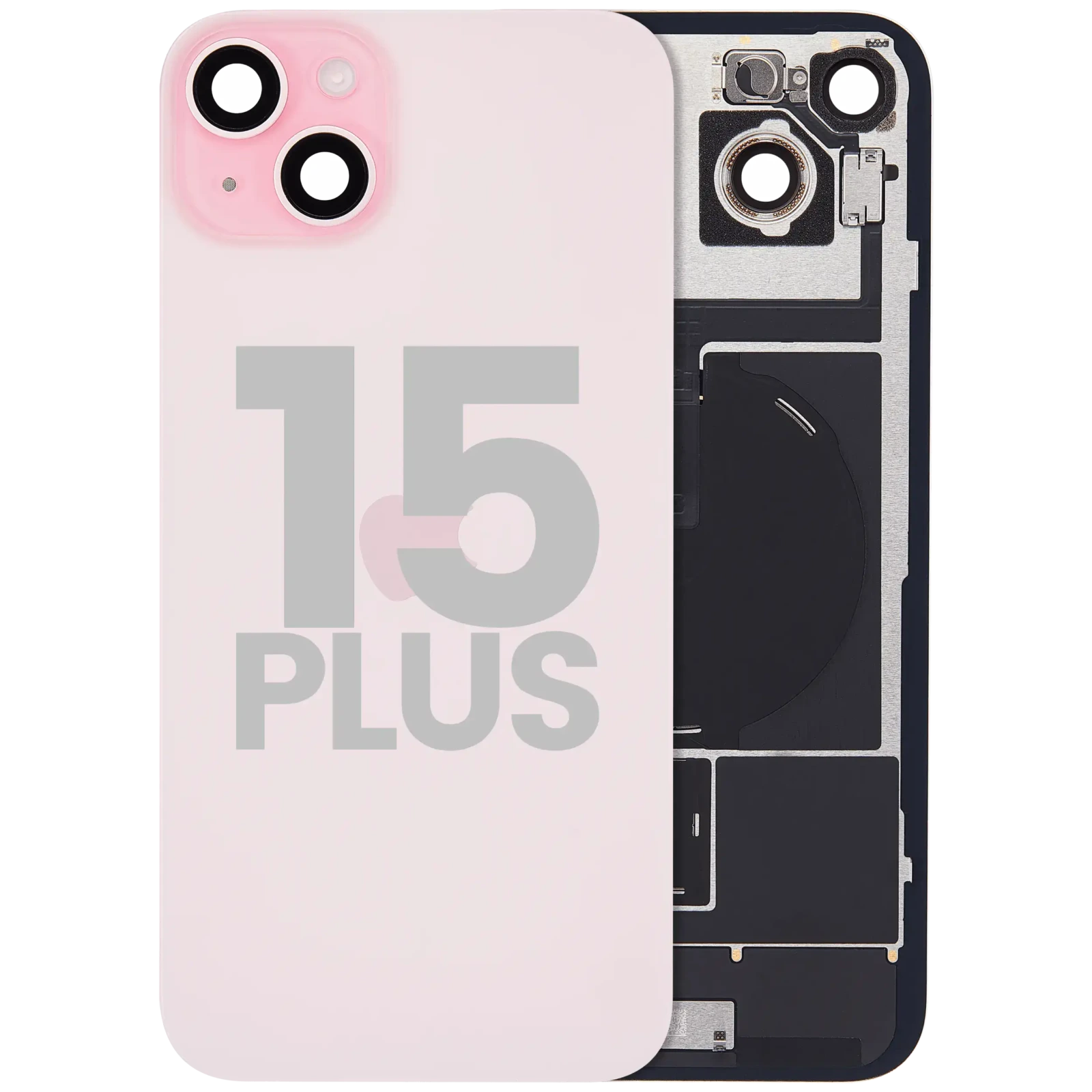 Back Glass w/ MagSafe Magnet & NFC & Flashlight Flex For iPhone 15 Plus (Used OEM Pull: Grade C) (Pink) - Image 2