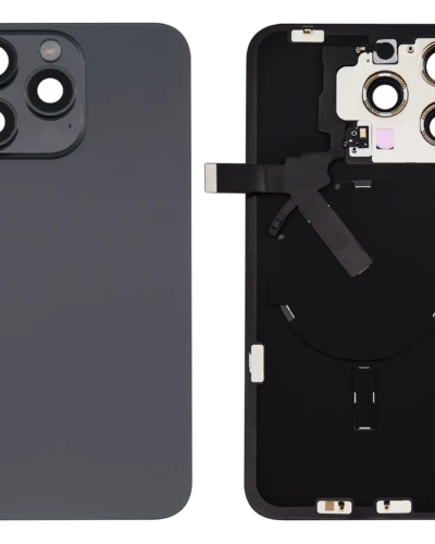 Back Glass w/ MagSafe Magnet & NFC & Flashlight Flex For iPhone 15 Pro Max (No Logo) (Aftermarket) (Black Titanium)