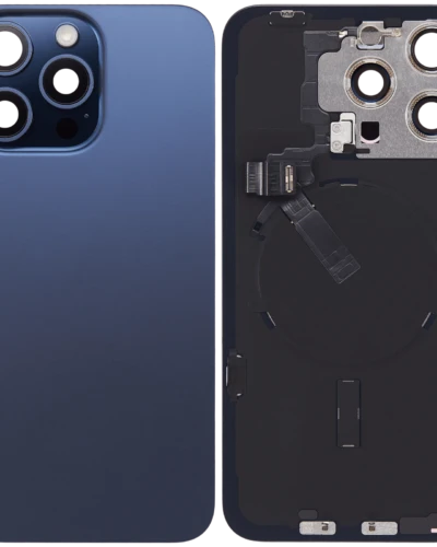 Back Glass w/ MagSafe Magnet & NFC & Flashlight Flex For iPhone 15 Pro Max (Used OEM Pull: Grade A) (Blue Titanium)