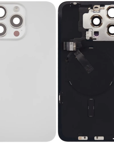 Back Glass w/ MagSafe Magnet & NFC & Flashlight Flex For iPhone 15 Pro Max (Used OEM Pull: Grade A) (White Titanium)