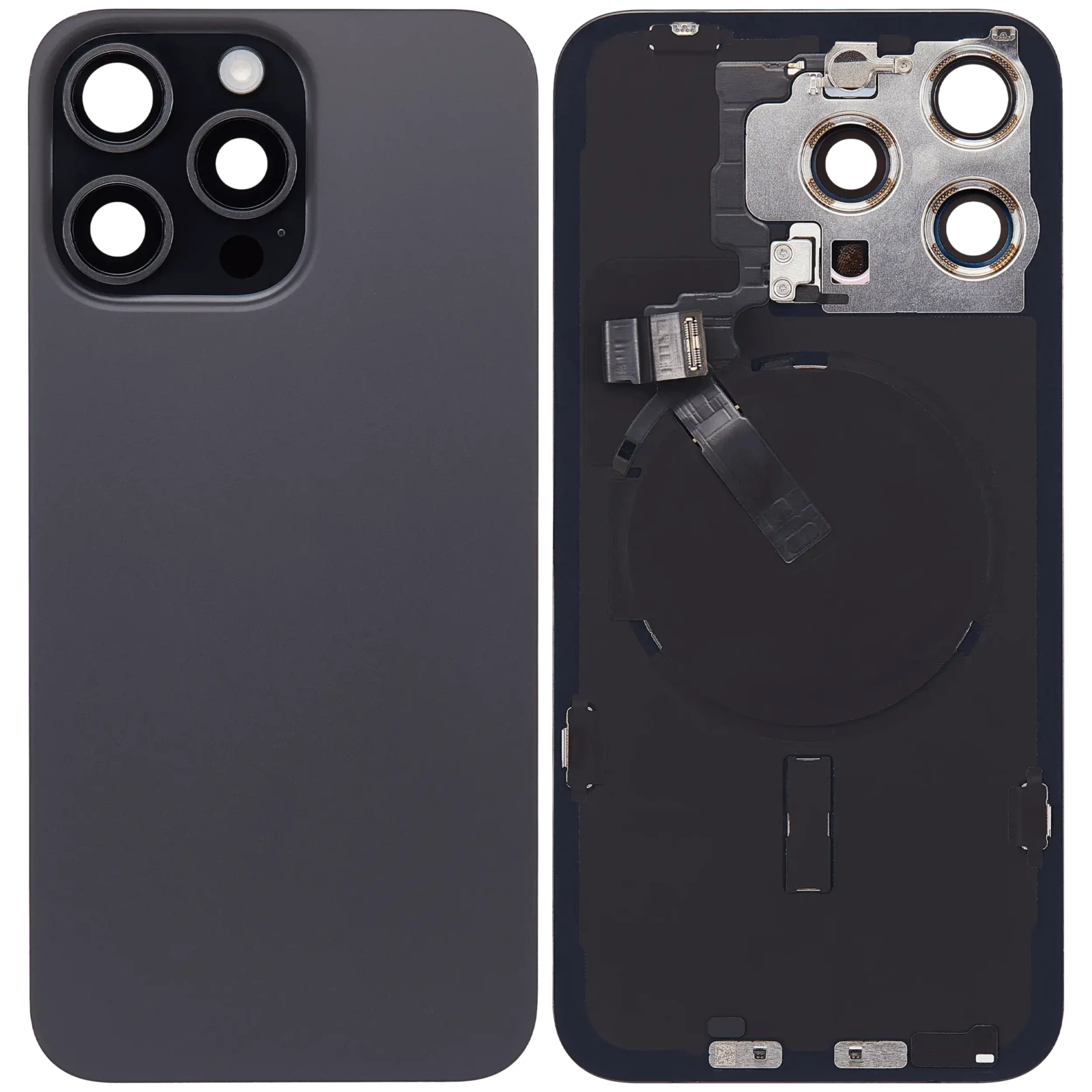Back Glass w/ MagSafe Magnet & NFC & Flashlight Flex For iPhone 15 Pro Max (Used OEM Pull: Grade B) (Black Titanium)