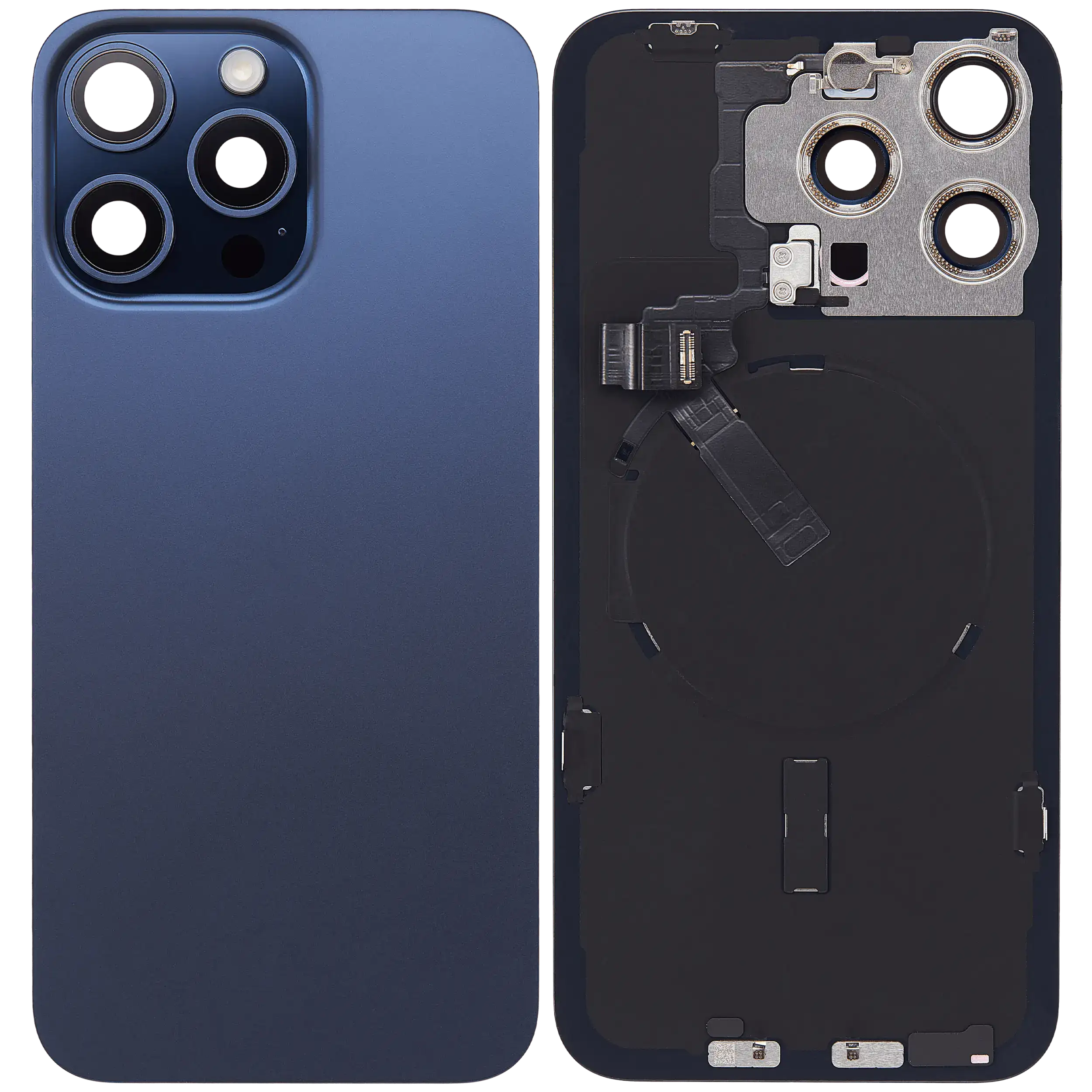 Back Glass w/ MagSafe Magnet & NFC & Flashlight Flex For iPhone 15 Pro Max (Used OEM Pull: Grade B) (Blue Titanium)