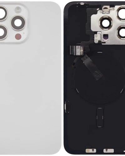 Back Glass w/ MagSafe Magnet & NFC & Flashlight Flex For iPhone 15 Pro Max (Used OEM Pull: Grade B) (White Titanium)