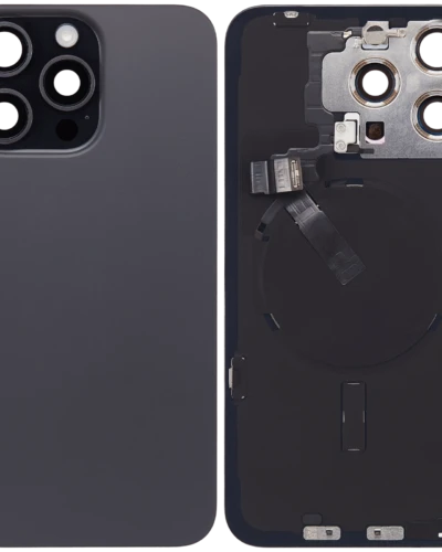 Back Glass w/ MagSafe Magnet & NFC & Flashlight Flex For iPhone 15 Pro Max (Used OEM Pull: Grade C) (Black Titanium)