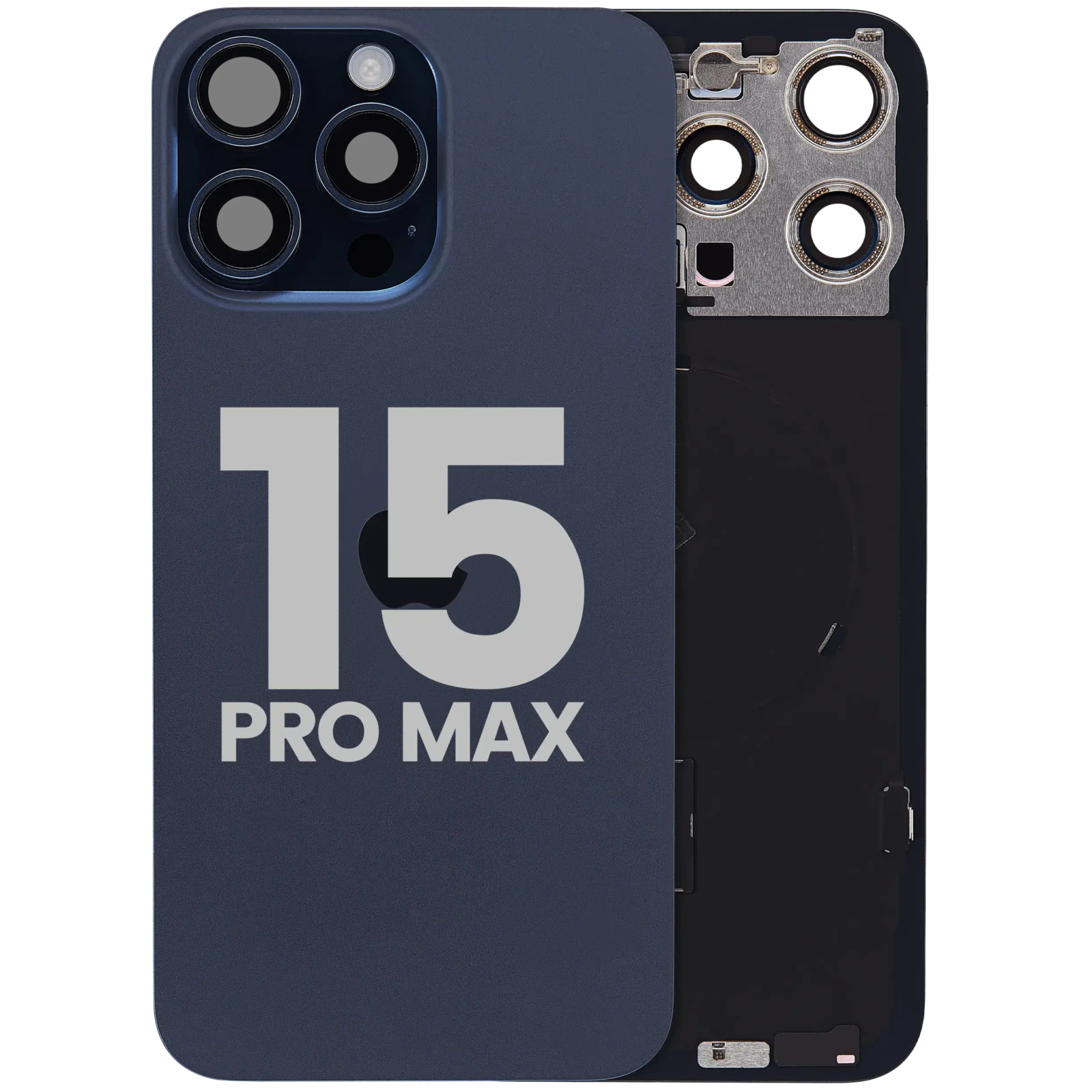 Back Glass w/ MagSafe Magnet & NFC & Flashlight Flex For iPhone 15 Pro Max (Used OEM Pull: Grade C) (Blue Titanium) - Image 2
