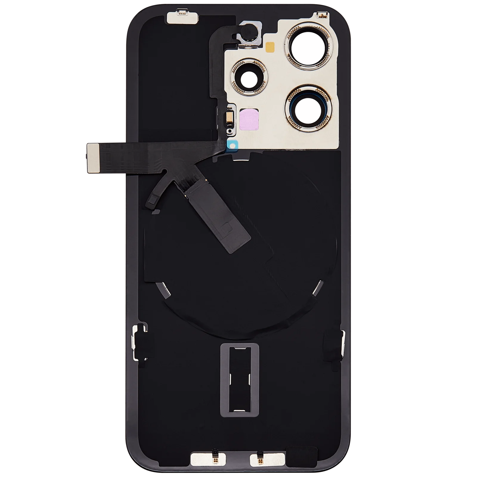Back Glass w/ MagSafe Magnet & NFC & Flashlight Flex For iPhone 15 Pro (No Logo) (Aftermarket) (Natural Titanium) - Image 4