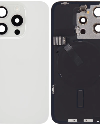 Back Glass w/ MagSafe Magnet & NFC & Flashlight Flex For iPhone 15 Pro (Used OEM Pull: Grade A) (White Titanium)