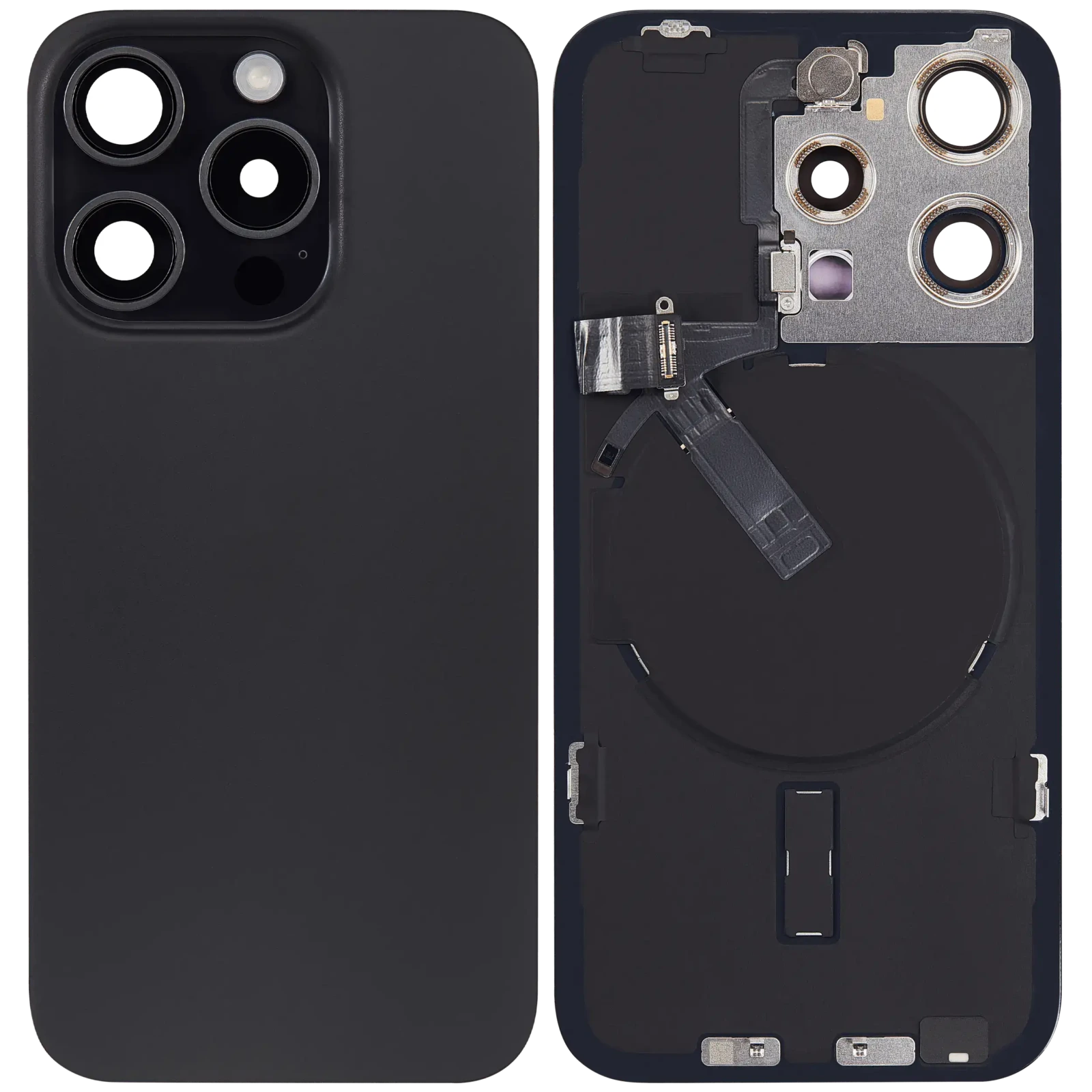 Back Glass w/ MagSafe Magnet & NFC & Flashlight Flex For iPhone 15 Pro (Used OEM Pull: Grade C) (Black Titanium) - Image 6